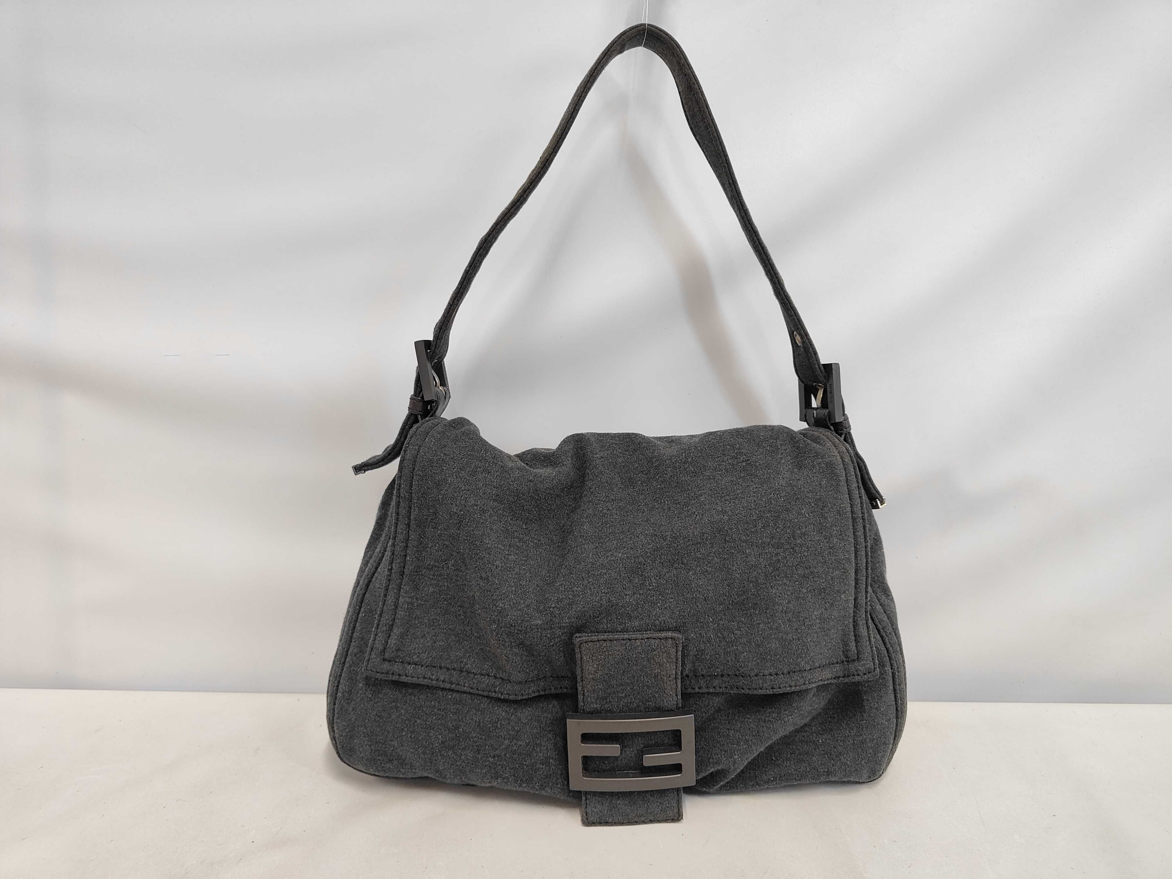 Mamma Bucket One-Shoulder Bag, Vertical, Jersey, Gray Shoulder Bag