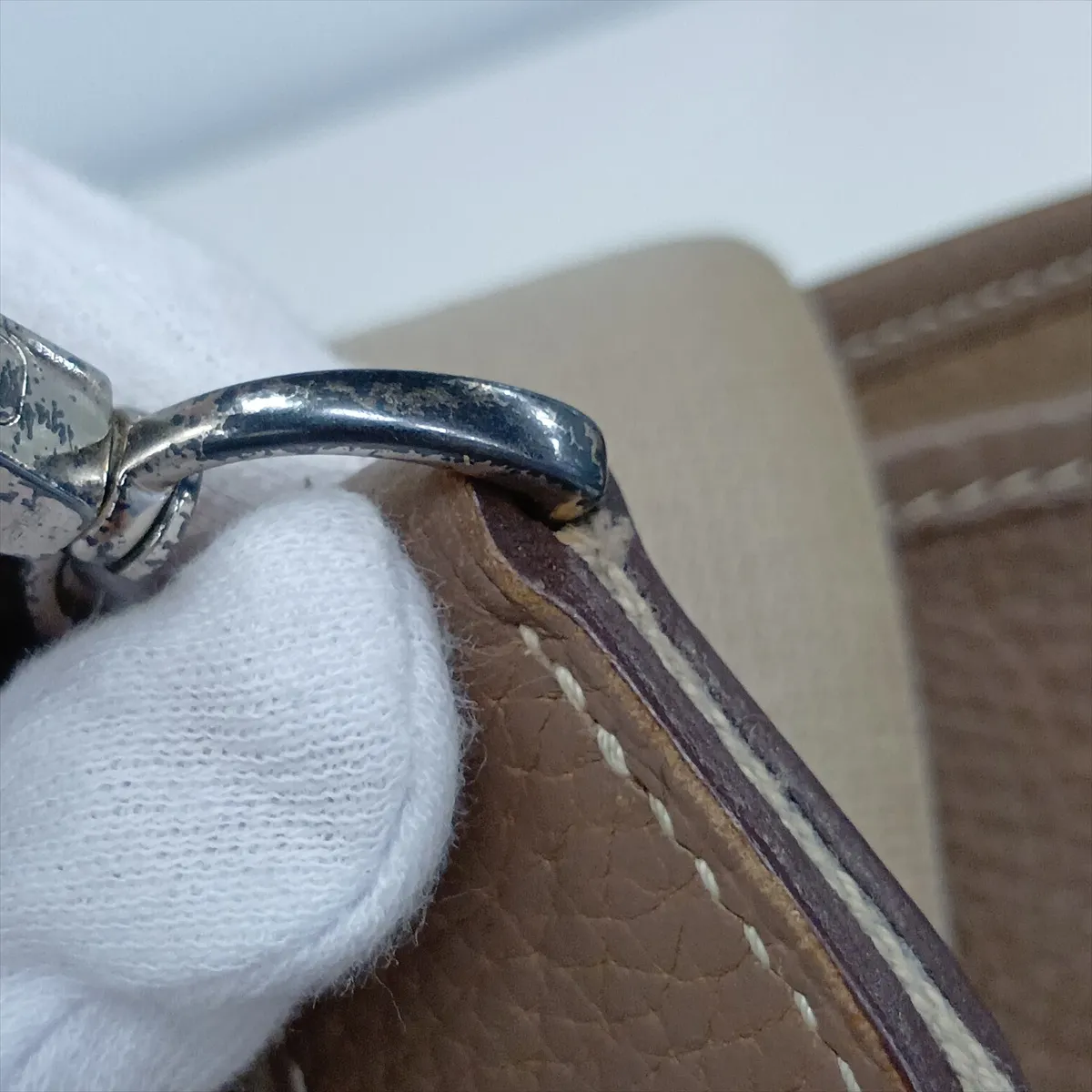 Evelyne II 29 PM, Taurillon Clemence leather, Etoupe color, silver hardware, stamp unknown. — view 12