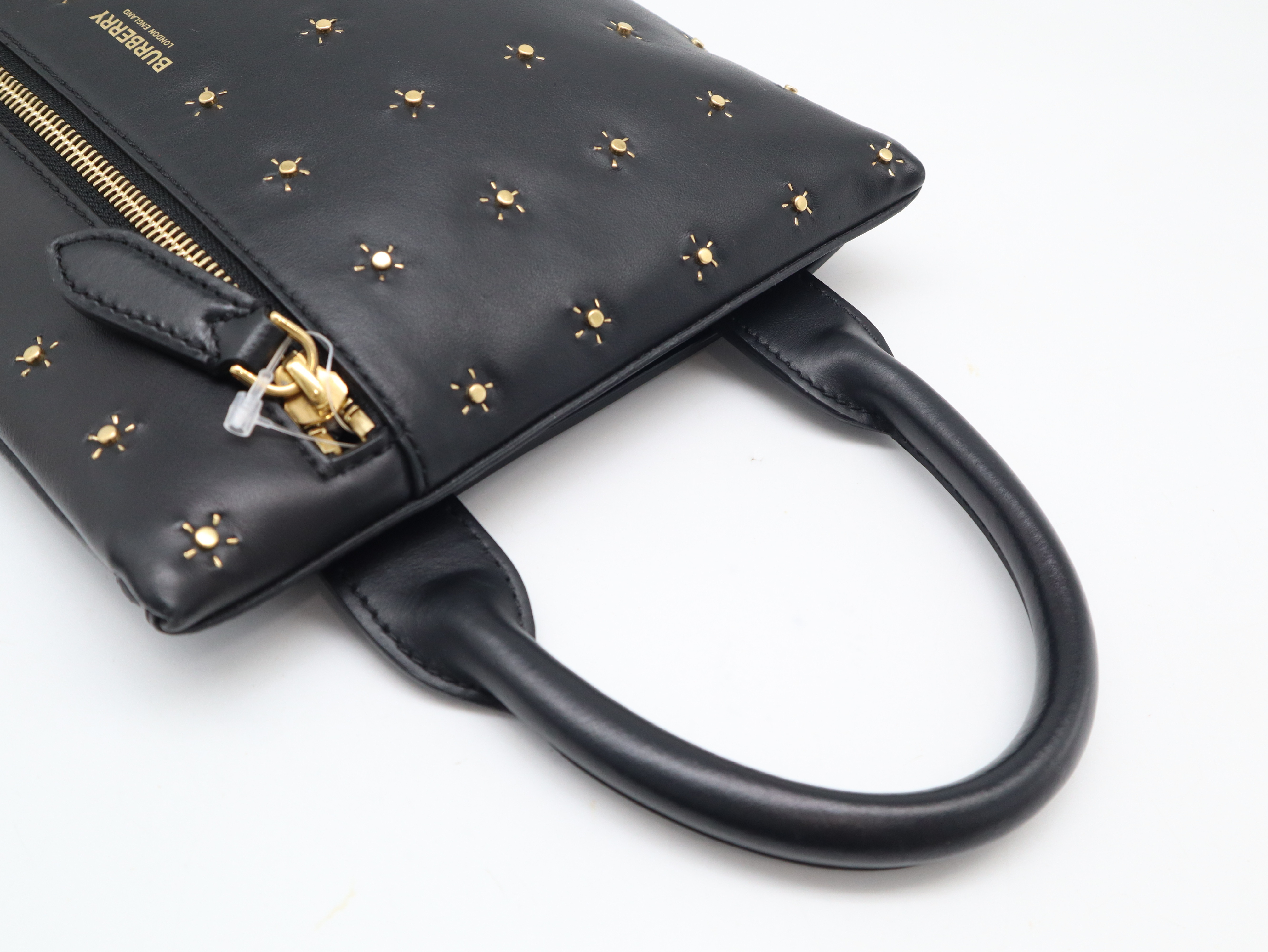 Leather Studded 2-Way Tote Bag, Black Handbag — view 6