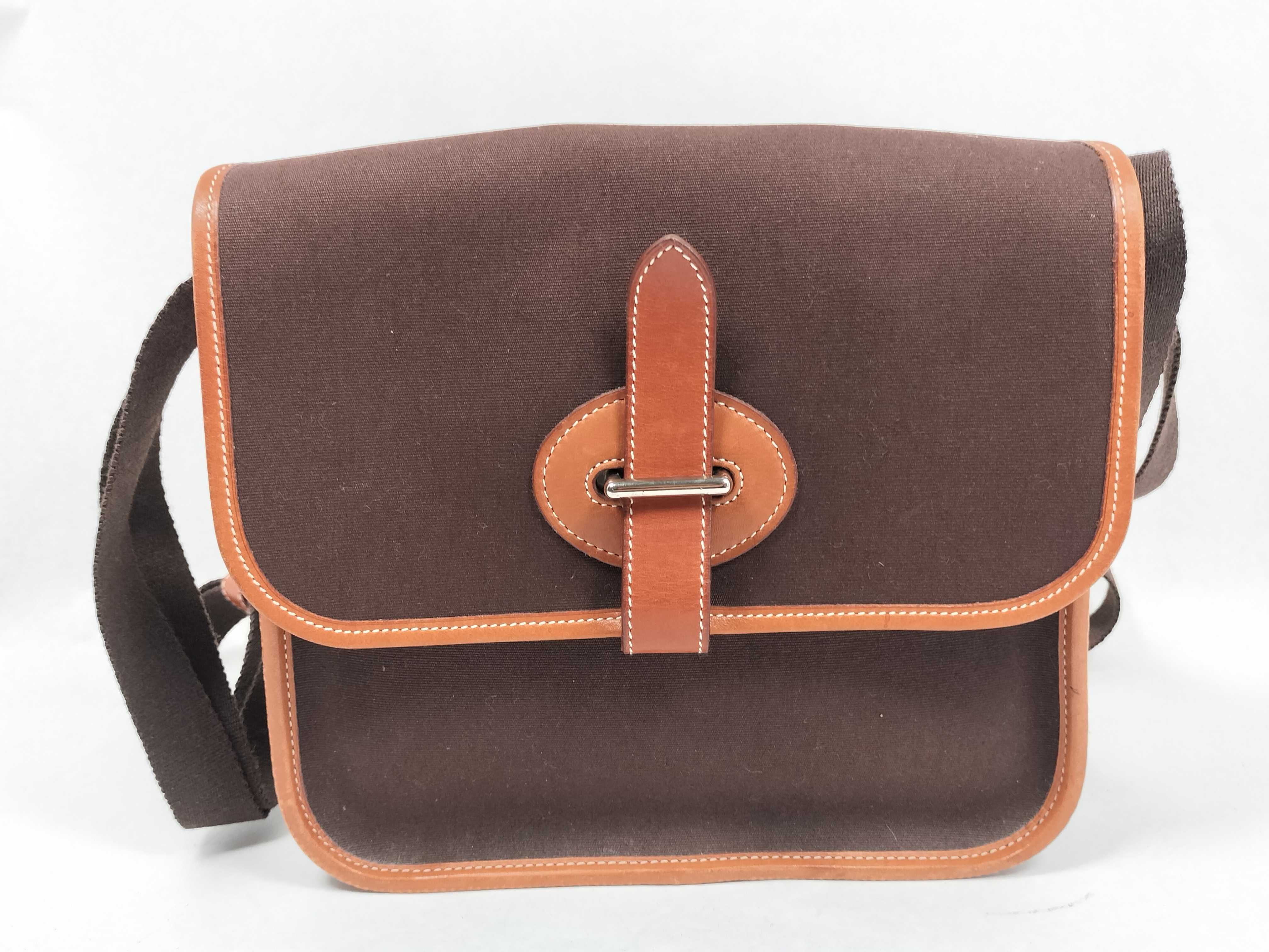 Buenaventura PM Toile Officier x Barenia Brown Silver Hardware Shoulder Bag