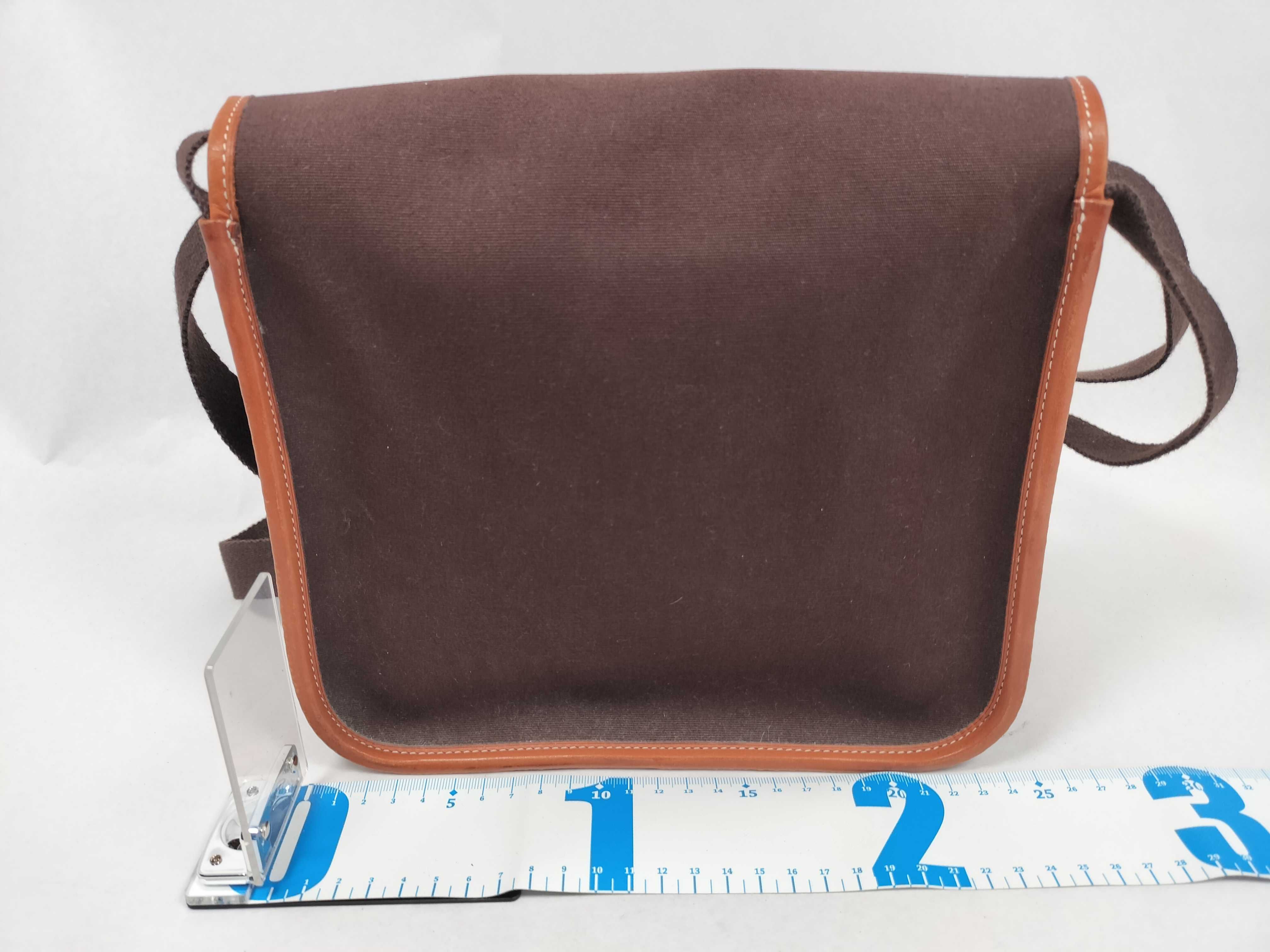 Buenaventura PM Toile Officier x Barenia Brown Silver Hardware Shoulder Bag — view 2