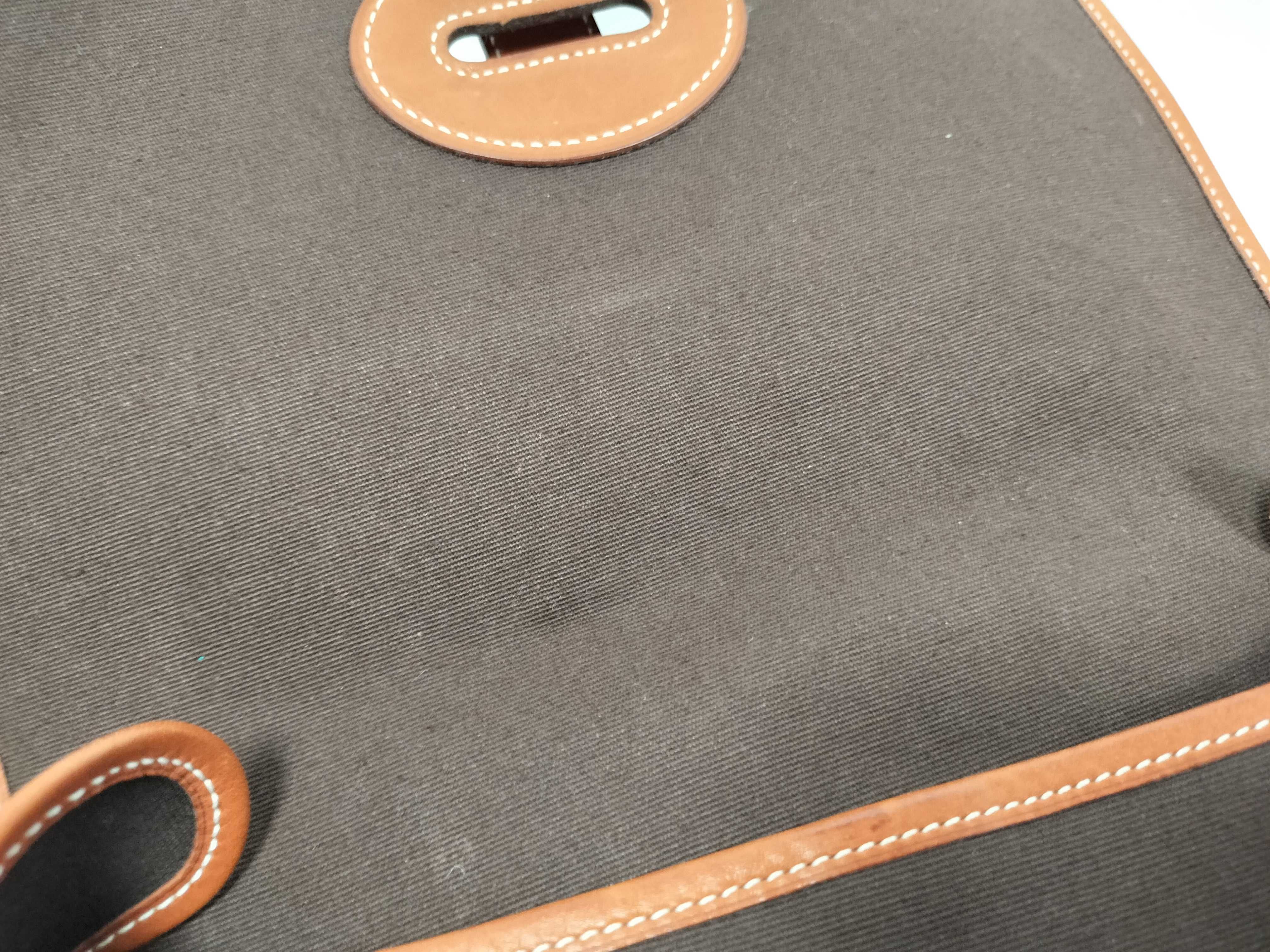 Buenaventura PM Toile Officier x Barenia Brown Silver Hardware Shoulder Bag — view 15