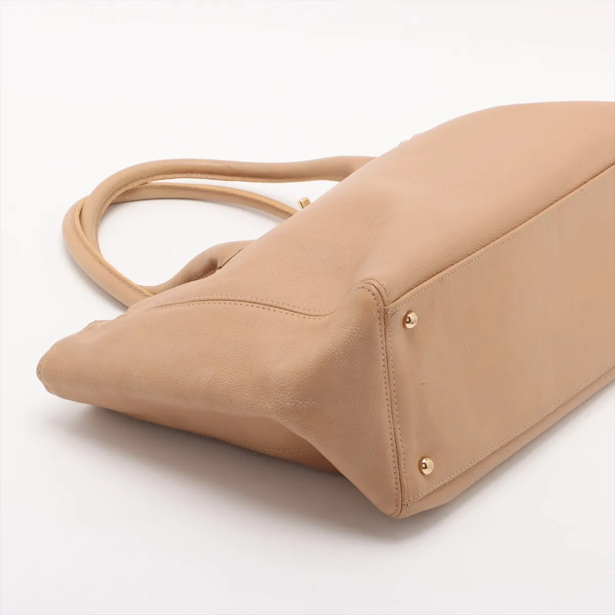 Executive Leather 2WAY Tote Bag Beige Gold Hardware 6810792 No. 6 — view 4