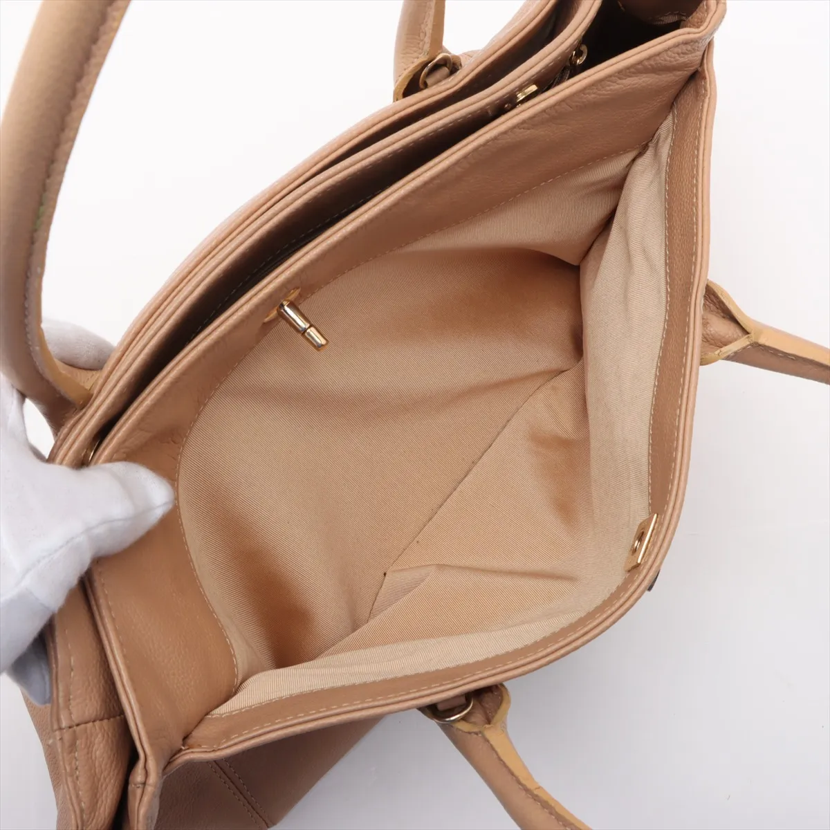 Executive Leather 2WAY Tote Bag Beige Gold Hardware 6810792 No. 6 — view 10