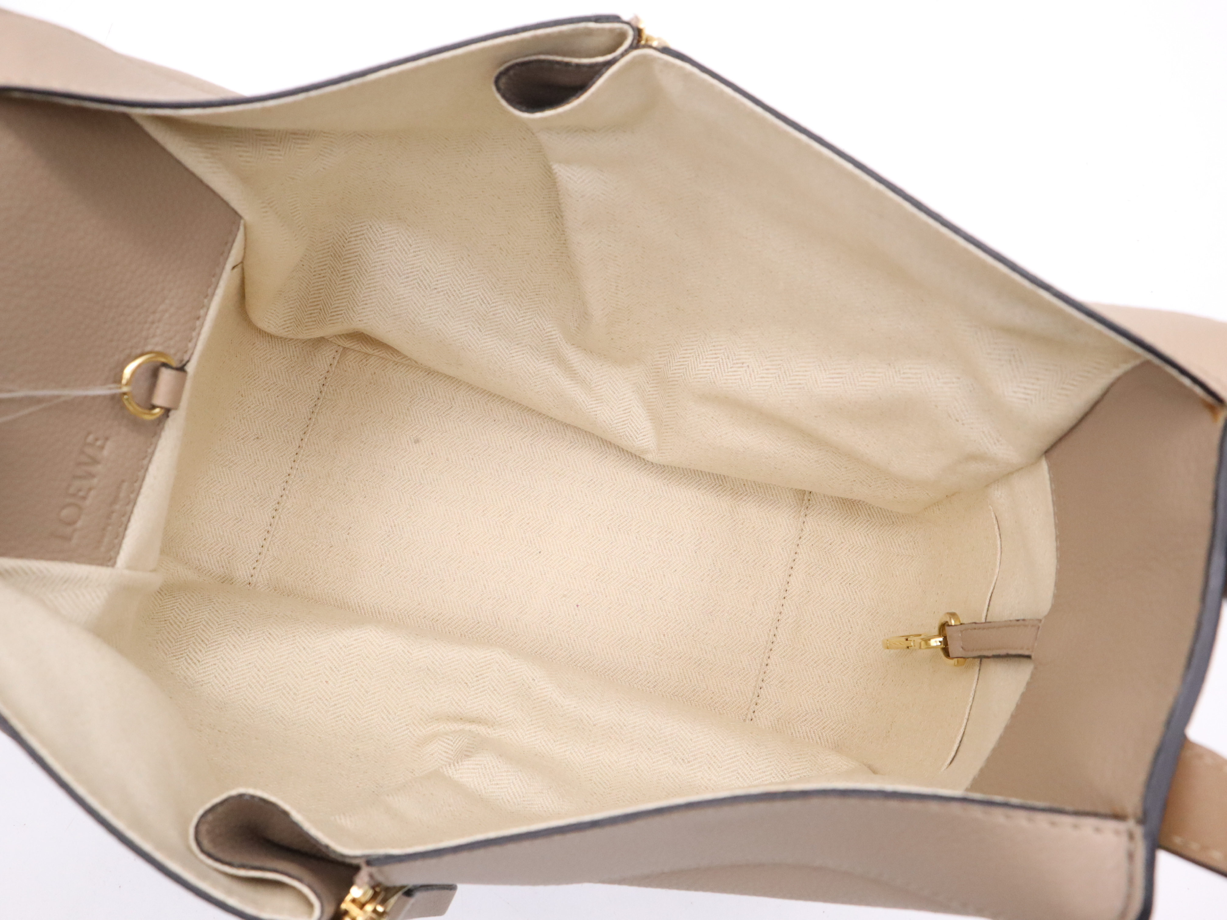 Leather Hammock Small 2-Way Handbag, Beige, with Shoulder Strap — view 11