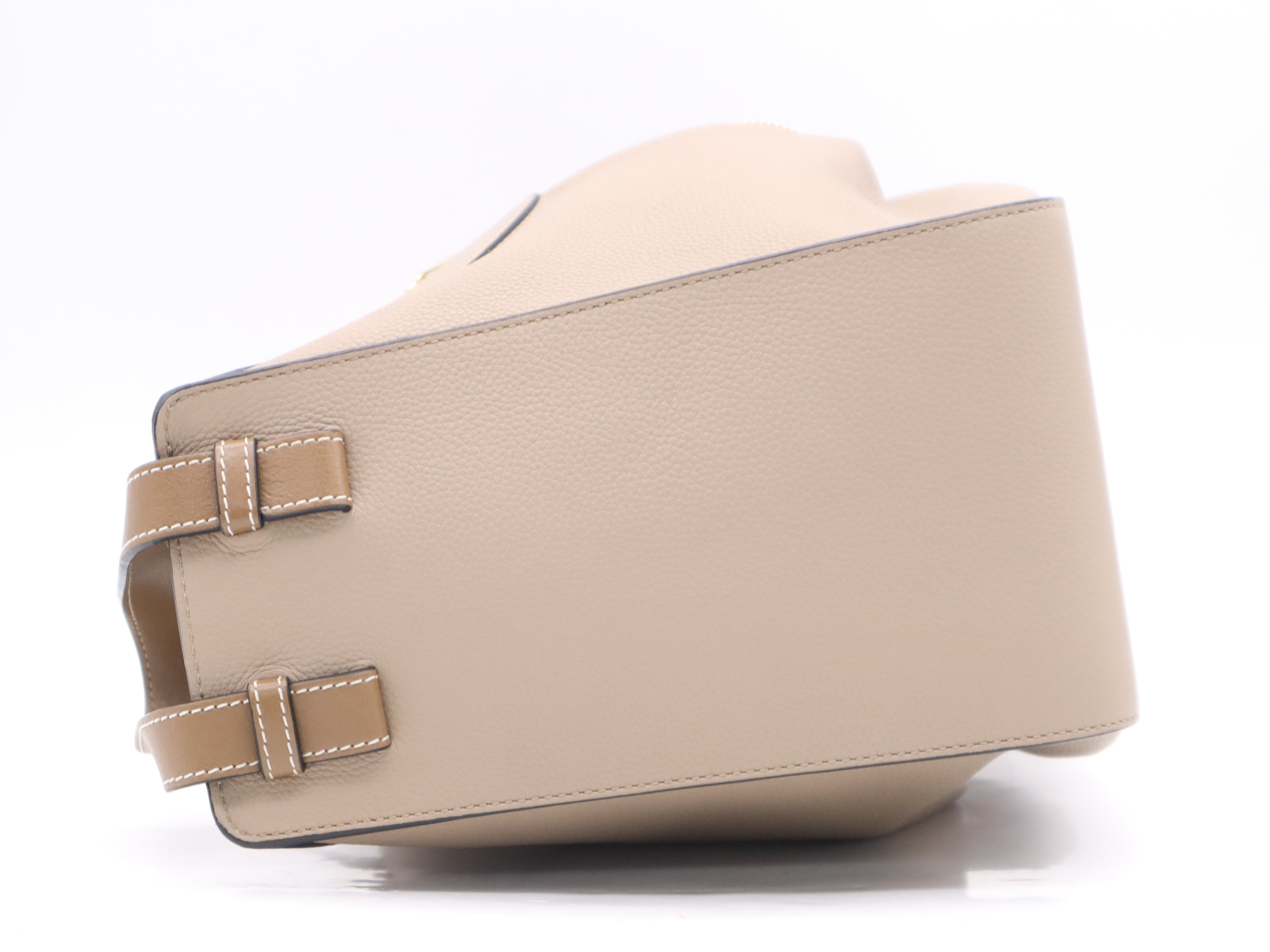 Leather Hammock Small 2-Way Handbag, Beige, with Shoulder Strap — view 3