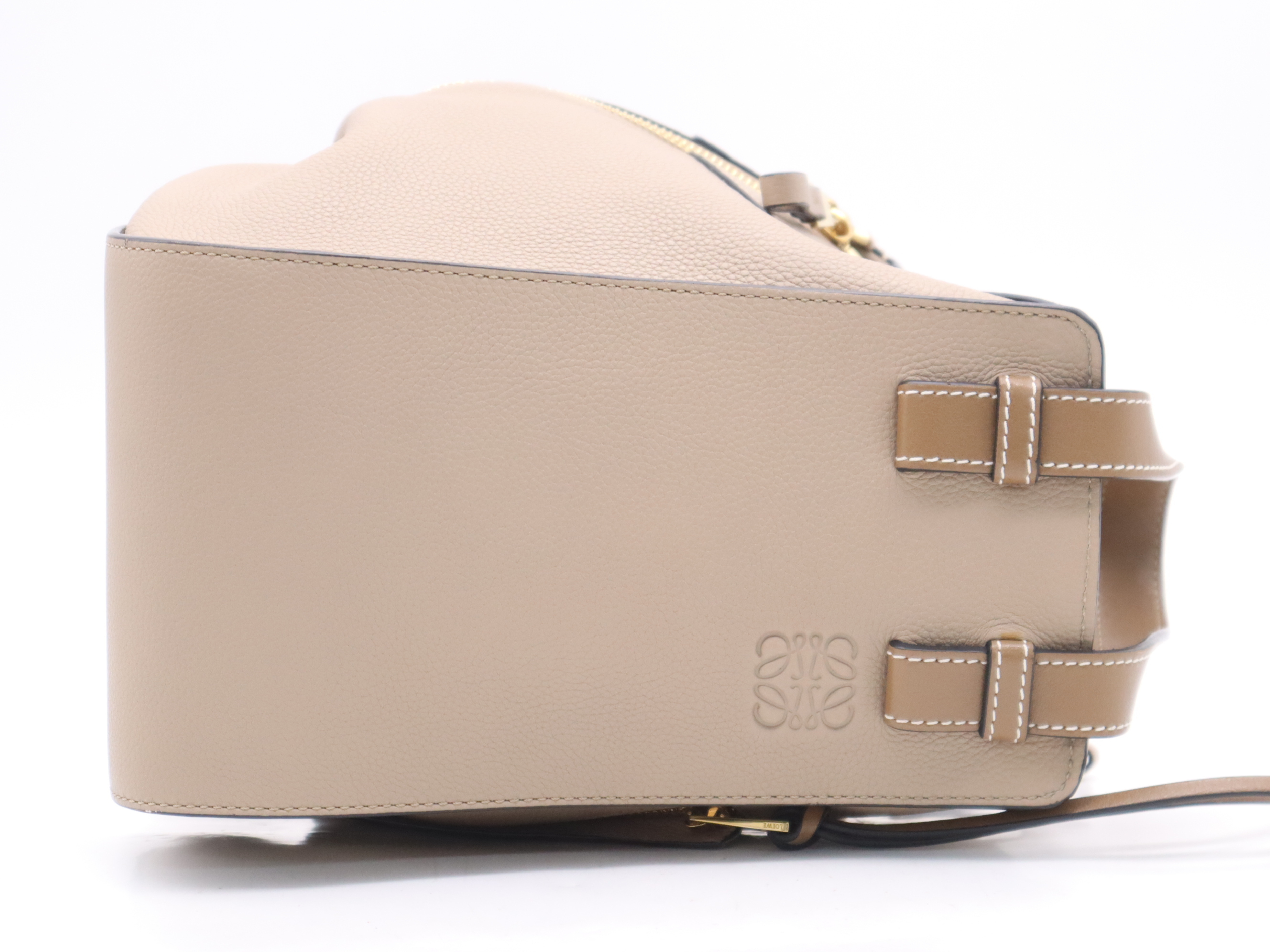 Leather Hammock Small 2-Way Handbag, Beige, with Shoulder Strap — view 5