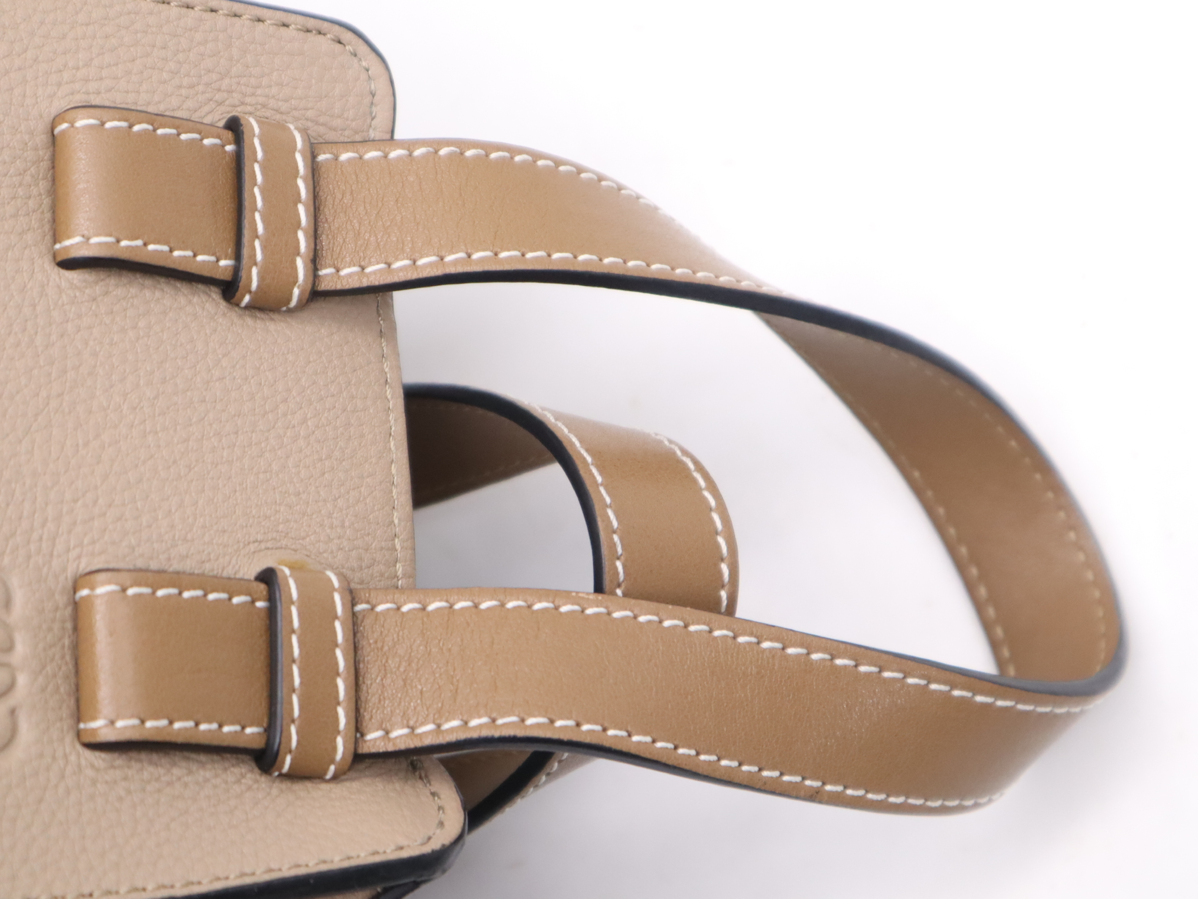 Leather Hammock Small 2-Way Handbag, Beige, with Shoulder Strap — view 6