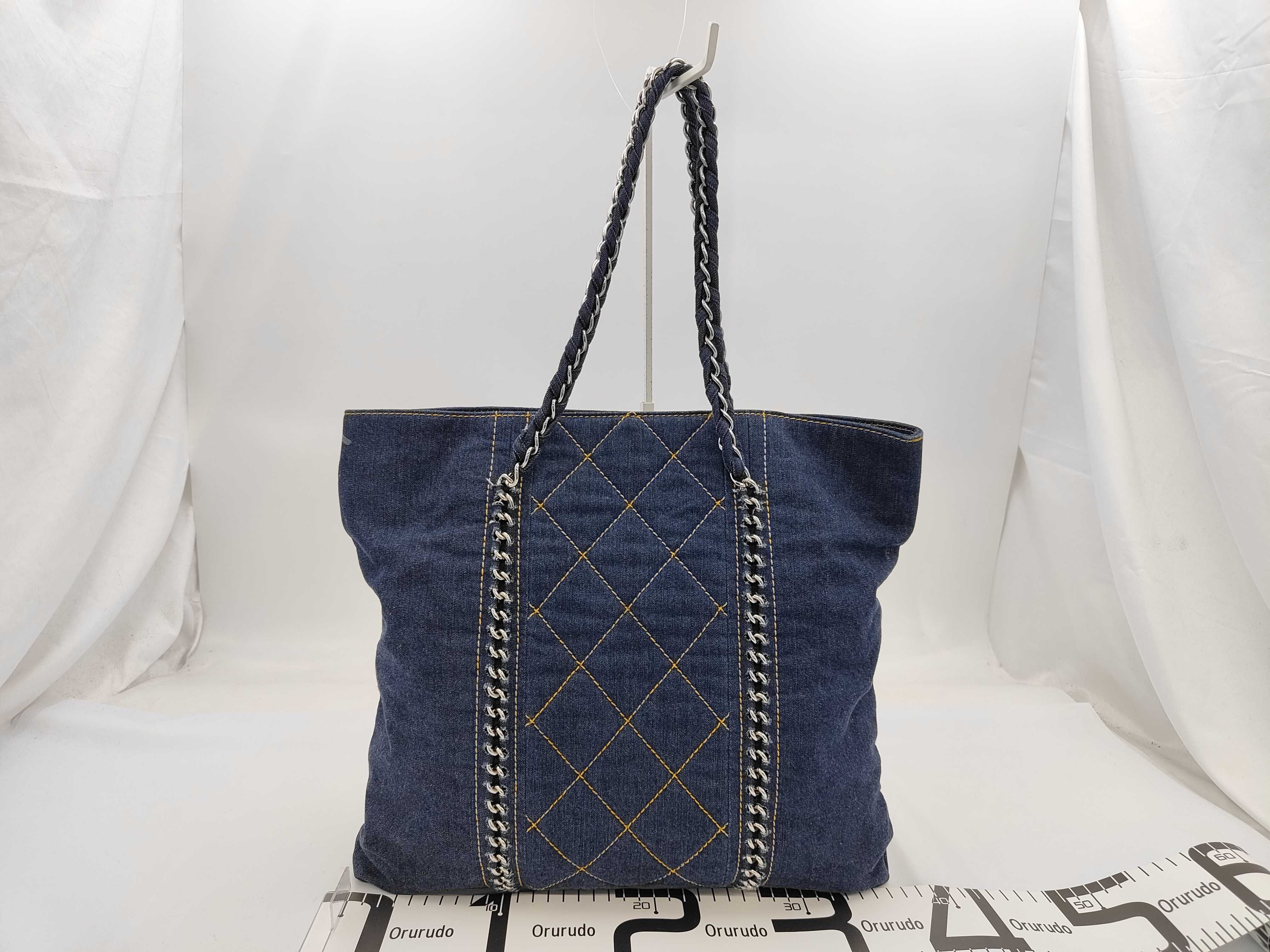 Denim Coco Mark Chain Tote Bag (Series 10) — view 2