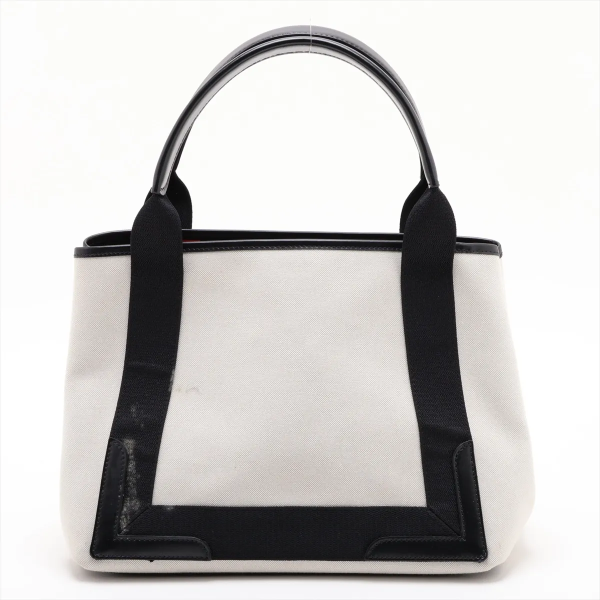 Navy Cabas Canvas x Leather Handbag, Ivory x Black, 339933 — view 2