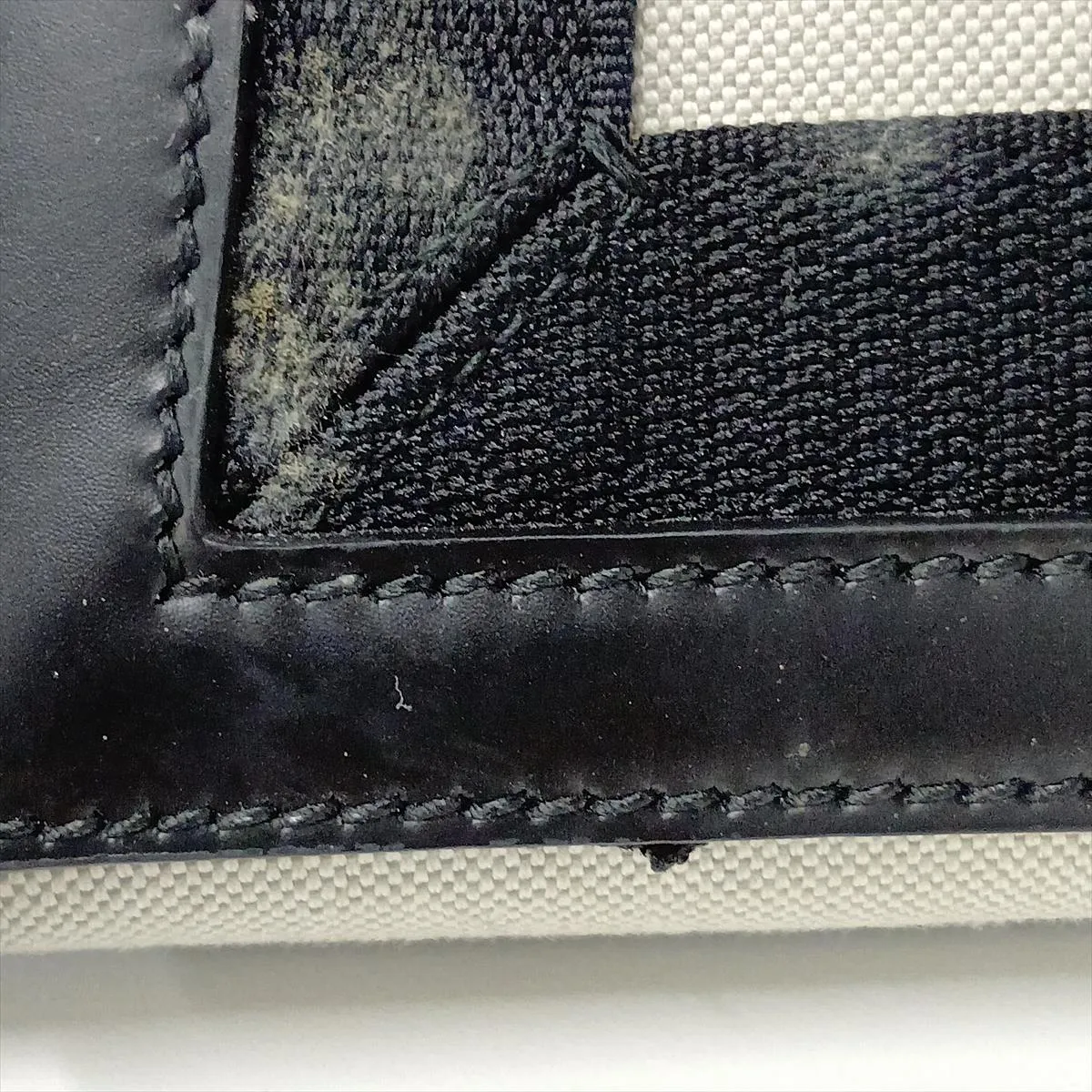 Navy Cabas Canvas x Leather Handbag, Ivory x Black, 339933 — view 14