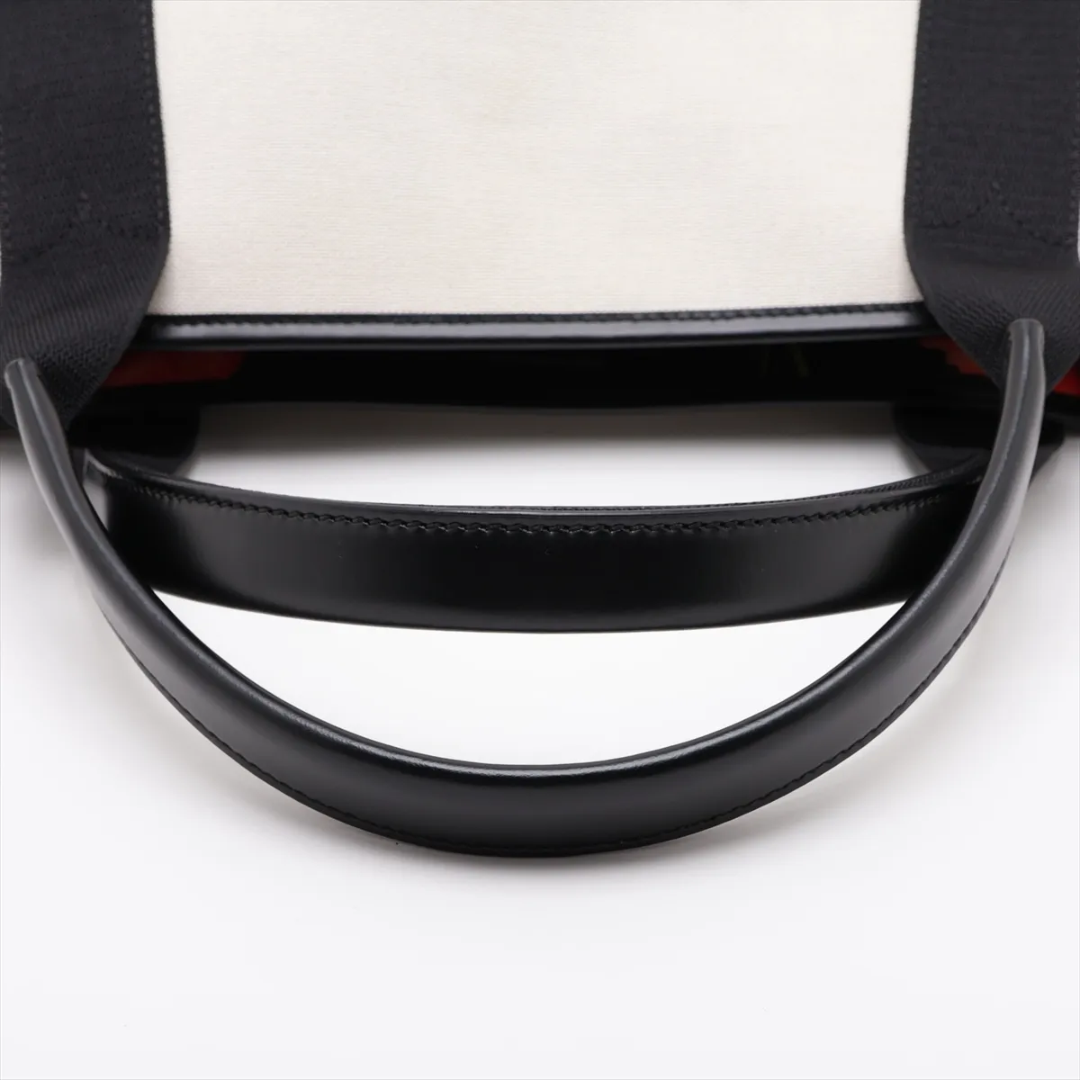 Navy Cabas Canvas x Leather Handbag, Ivory x Black, 339933 — view 5