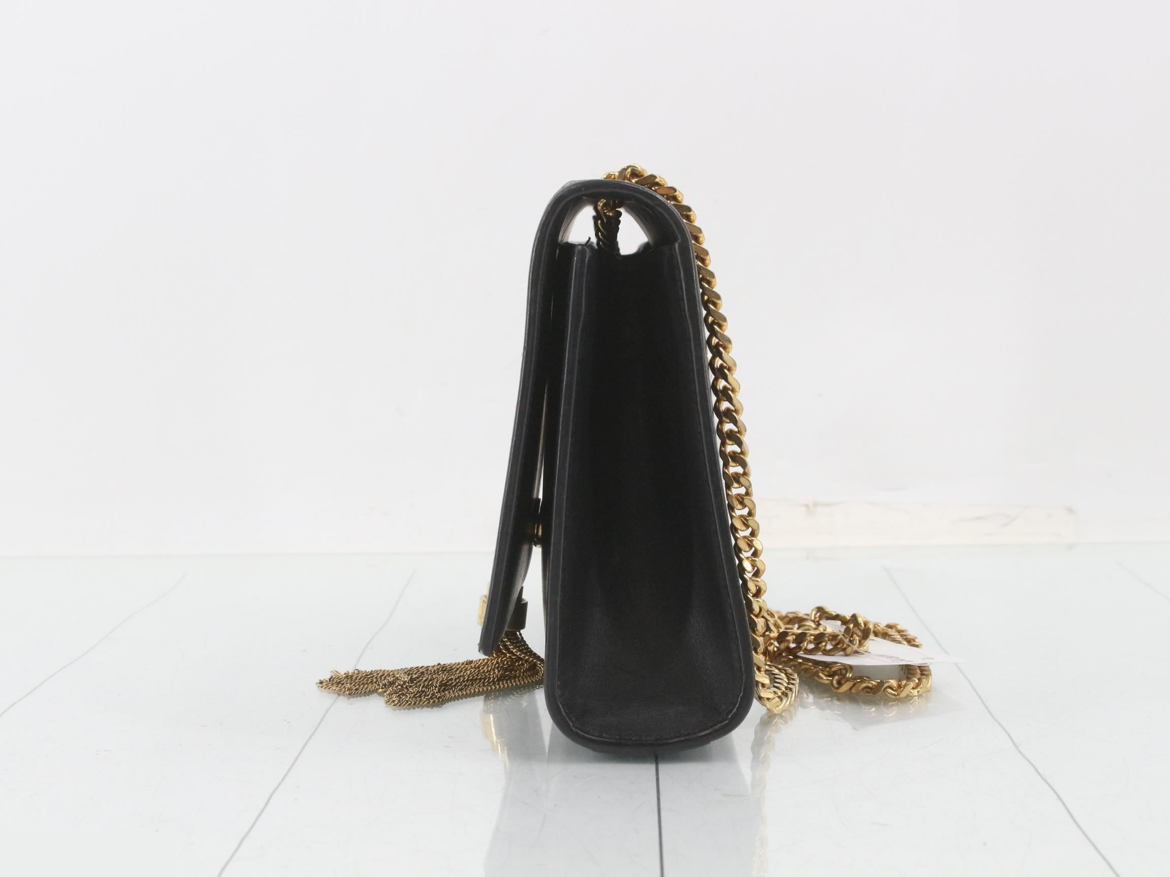 Kate Leather Tassel Chain Shoulder Bag, Black — view 3