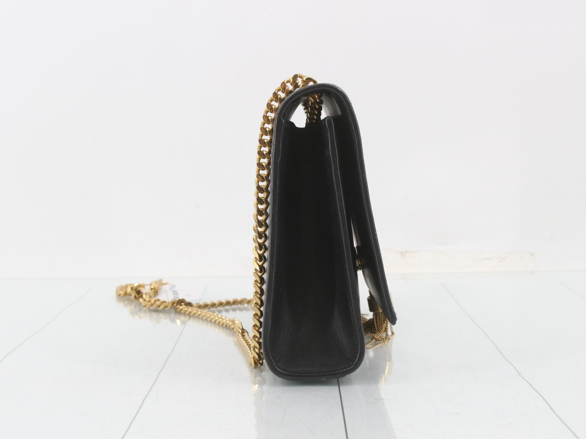 Kate Leather Tassel Chain Shoulder Bag, Black — view 4