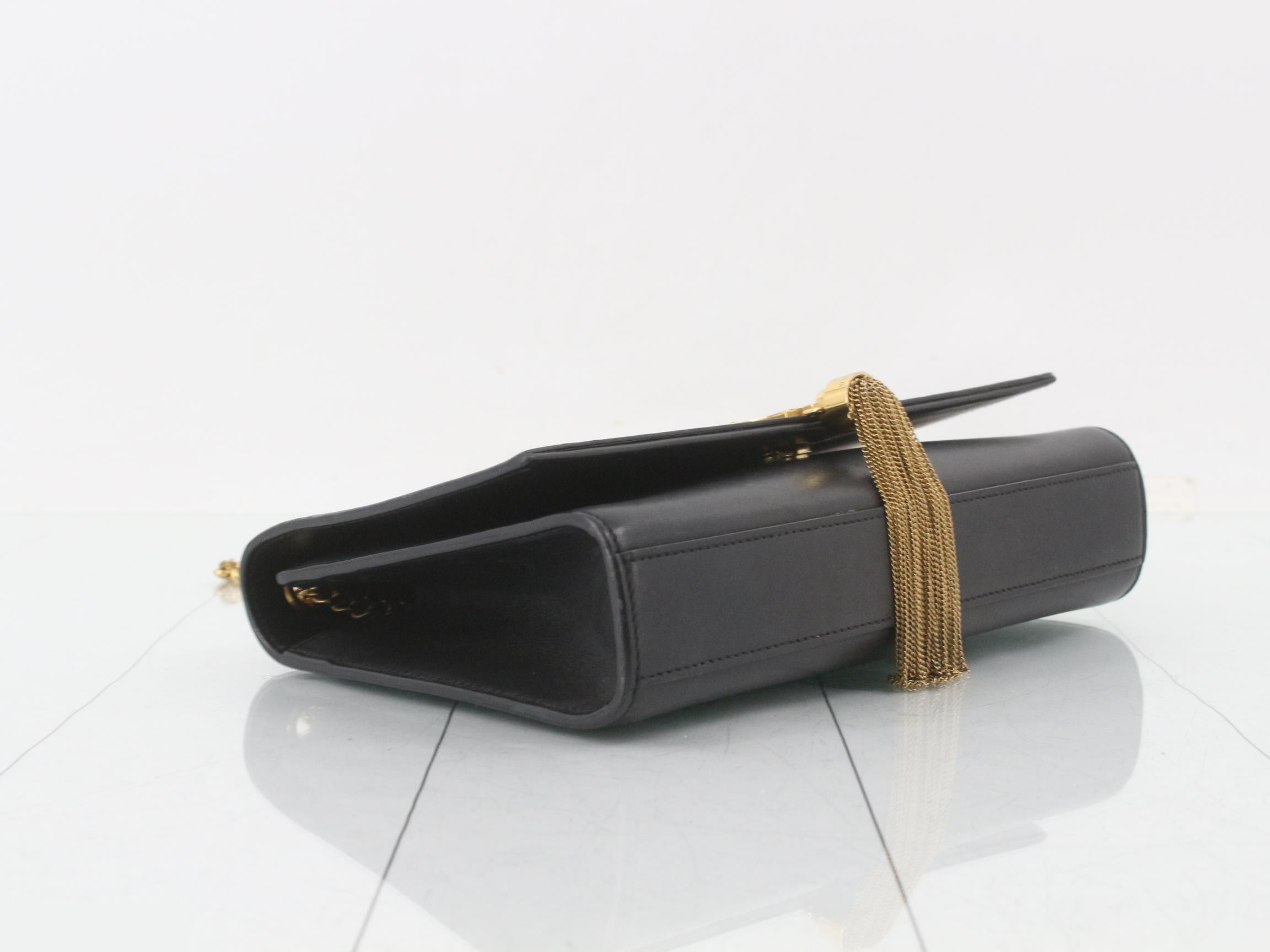 Kate Leather Tassel Chain Shoulder Bag, Black — view 5
