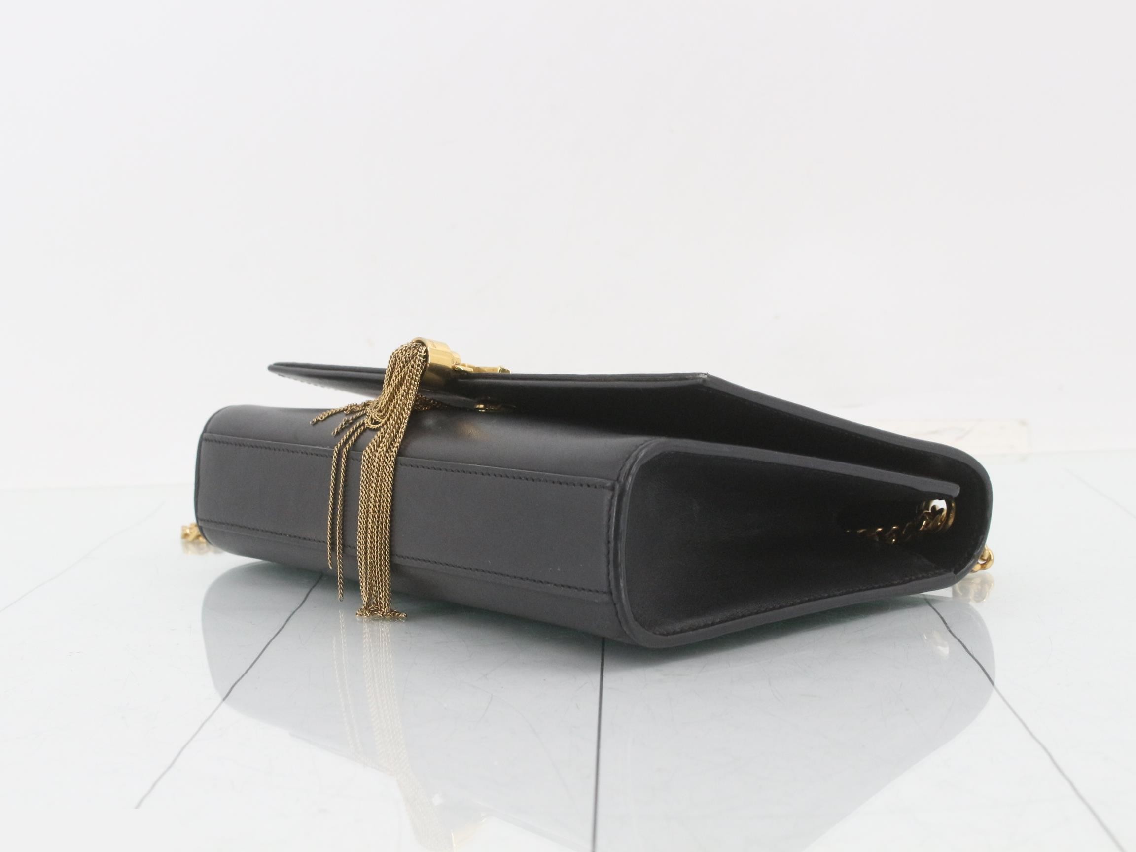 Kate Leather Tassel Chain Shoulder Bag, Black — view 6