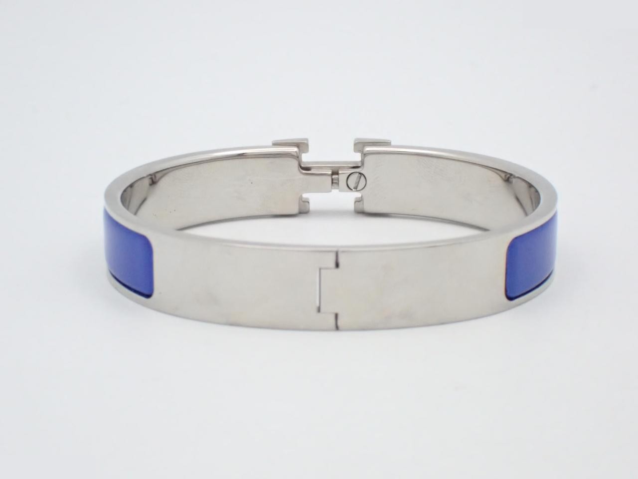 Click Clack bangle, enamel, silver and blue, wrist circumference approximately 17cm — view 2