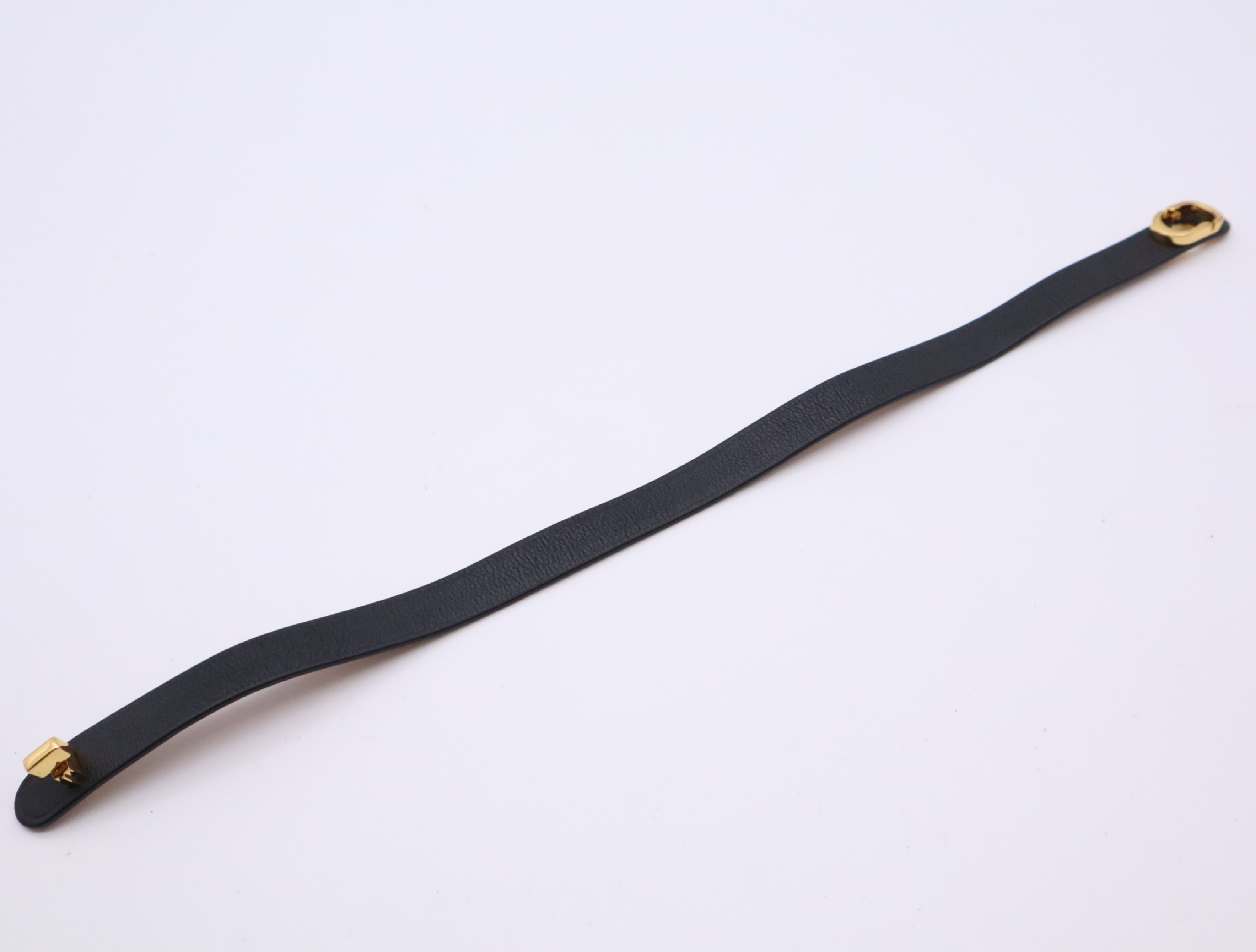 Leather 30 Montaigne Black Gold Hardware Bracelet/Bangle — view 6