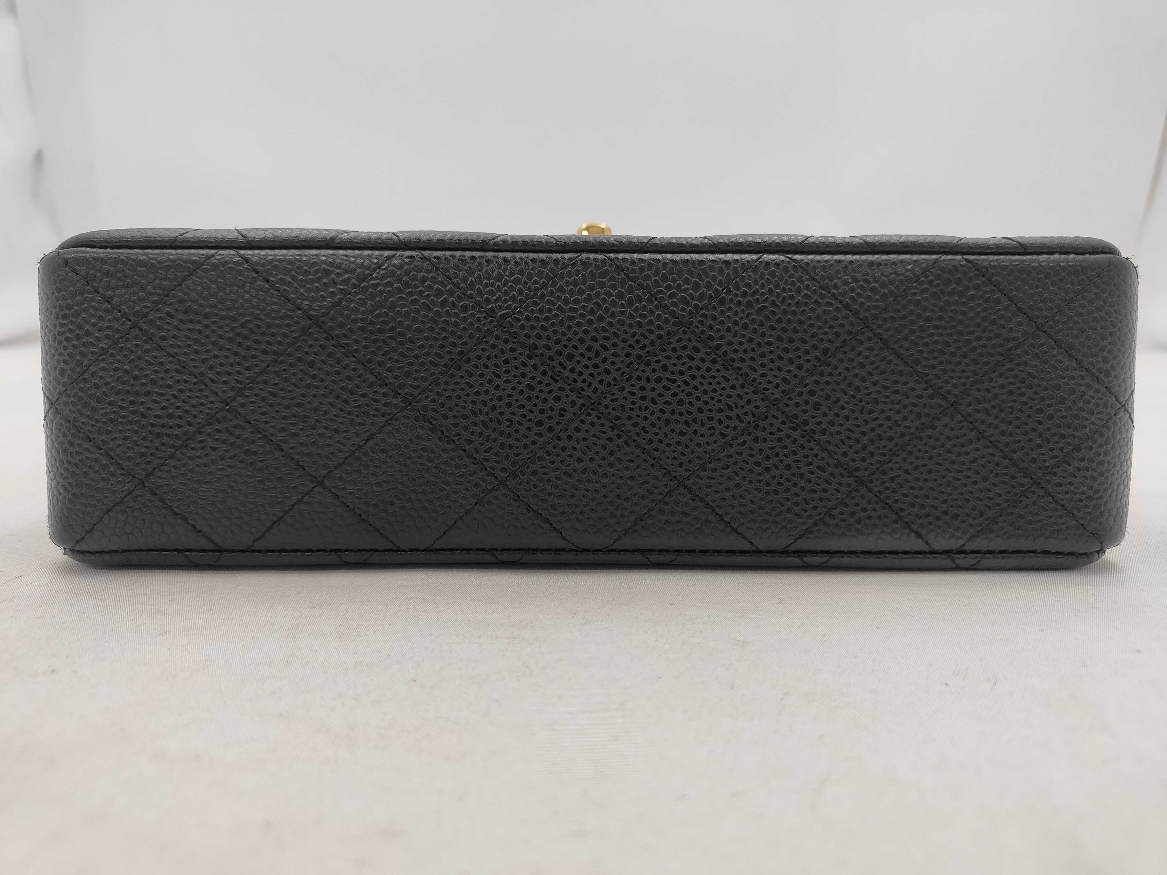 Matelassé 23 Double Flap Chain Shoulder Bag, Caviar Leather, Black — view 7