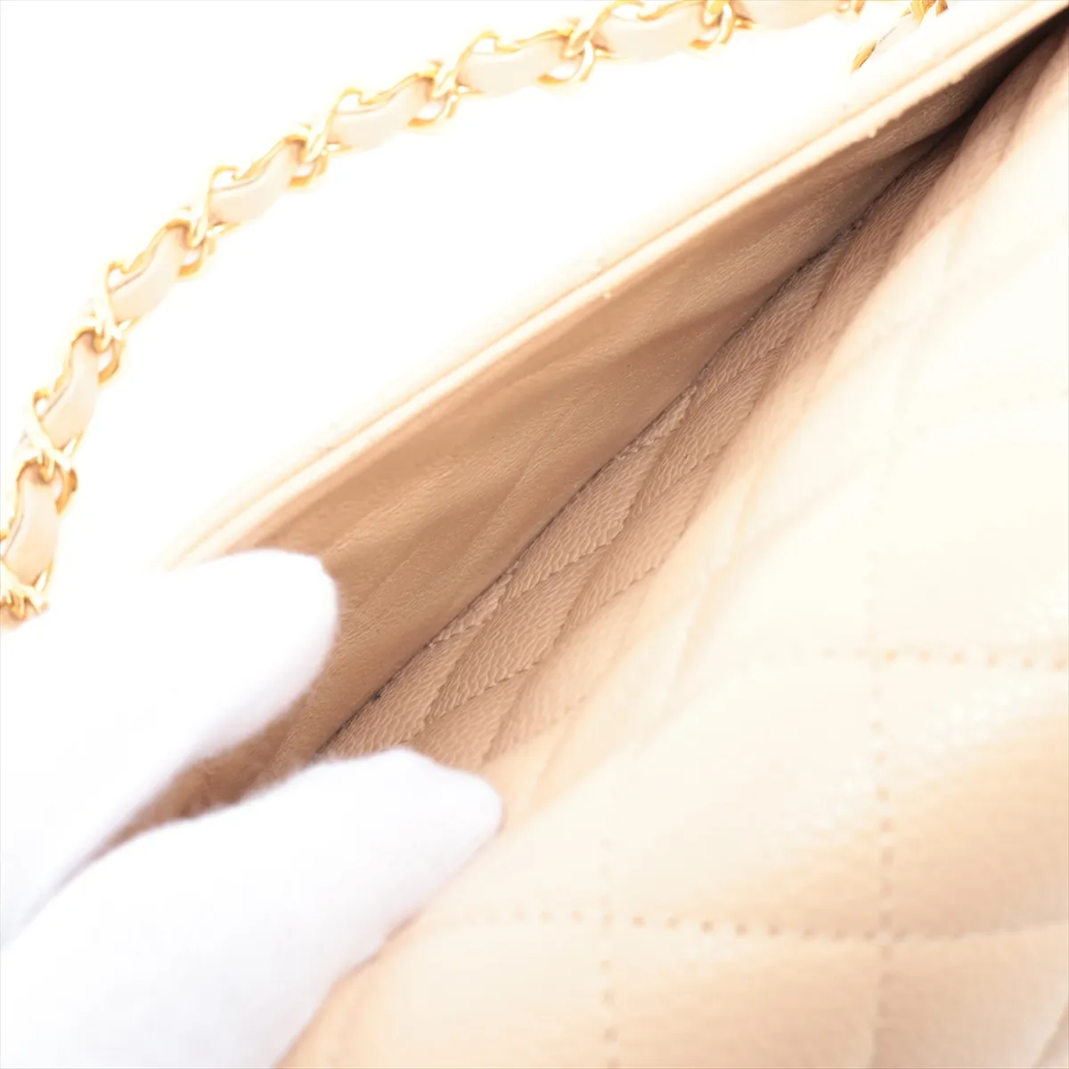 [Individually wrapped] Chanel Matelasse 25 caviar skin double flap double chain bag beige gold hardware 15987681 15th series A01112 — view 11