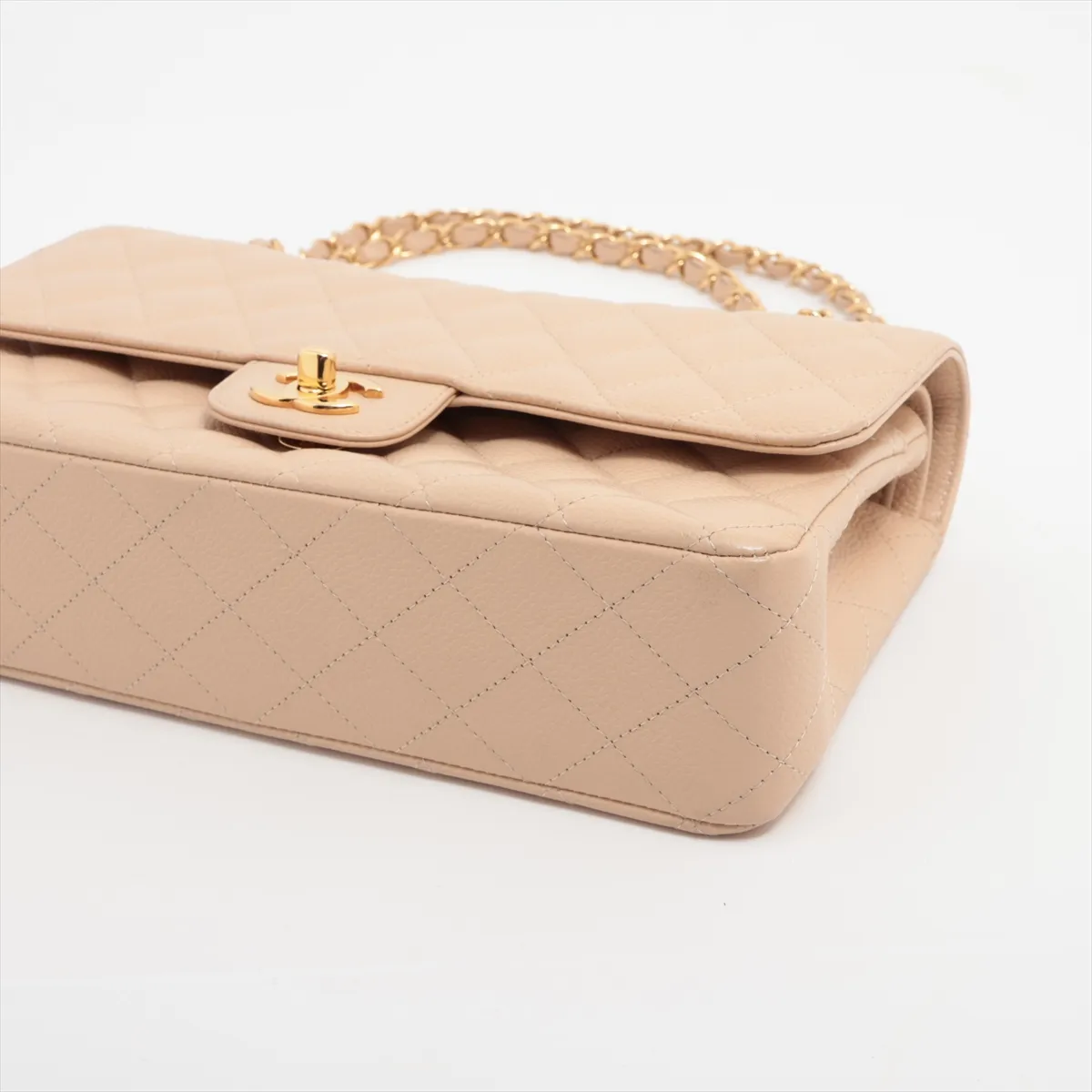[Individually wrapped] Chanel Matelasse 25 caviar skin double flap double chain bag beige gold hardware 15987681 15th series A01112 — view 3