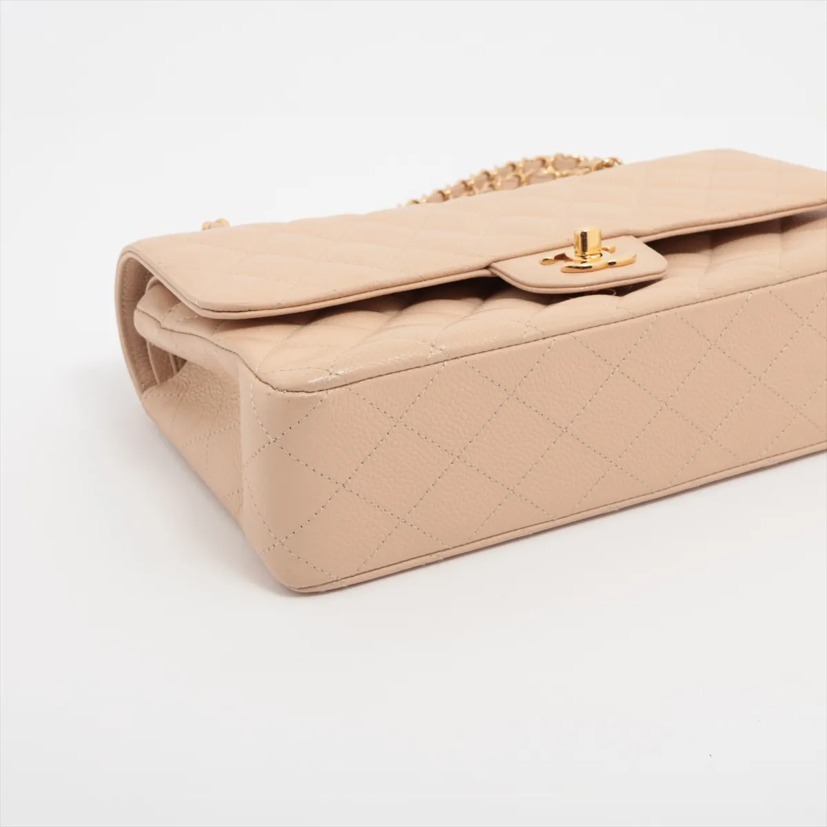 [Individually wrapped] Chanel Matelasse 25 caviar skin double flap double chain bag beige gold hardware 15987681 15th series A01112 — view 4
