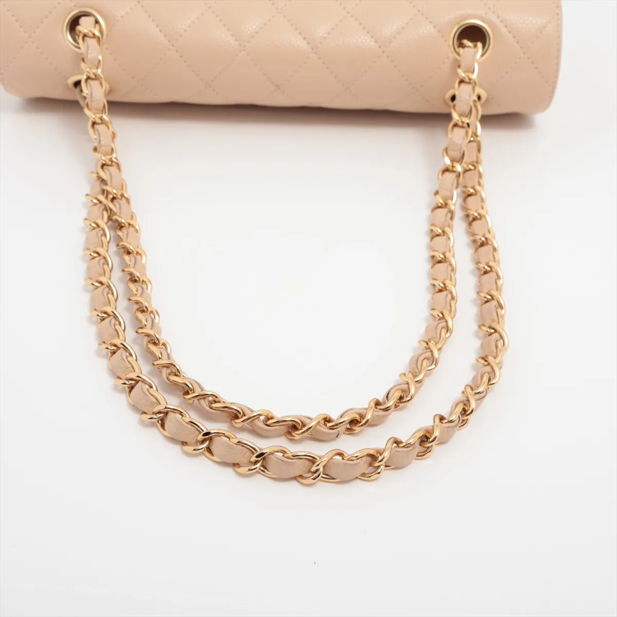 [Individually wrapped] Chanel Matelasse 25 caviar skin double flap double chain bag beige gold hardware 15987681 15th series A01112 — view 5