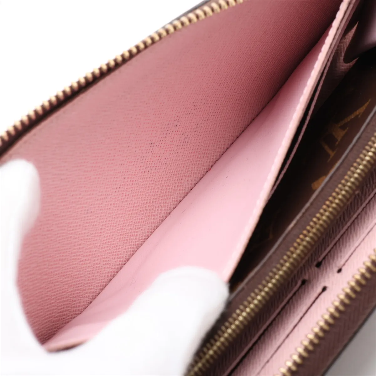 Monogram Portefeuille Clemence M61298 CA0159 Rose Ballerine Round Zip Wallet — view 6