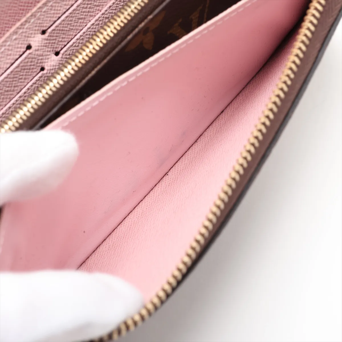 Monogram Portefeuille Clemence M61298 CA0159 Rose Ballerine Round Zip Wallet — view 7