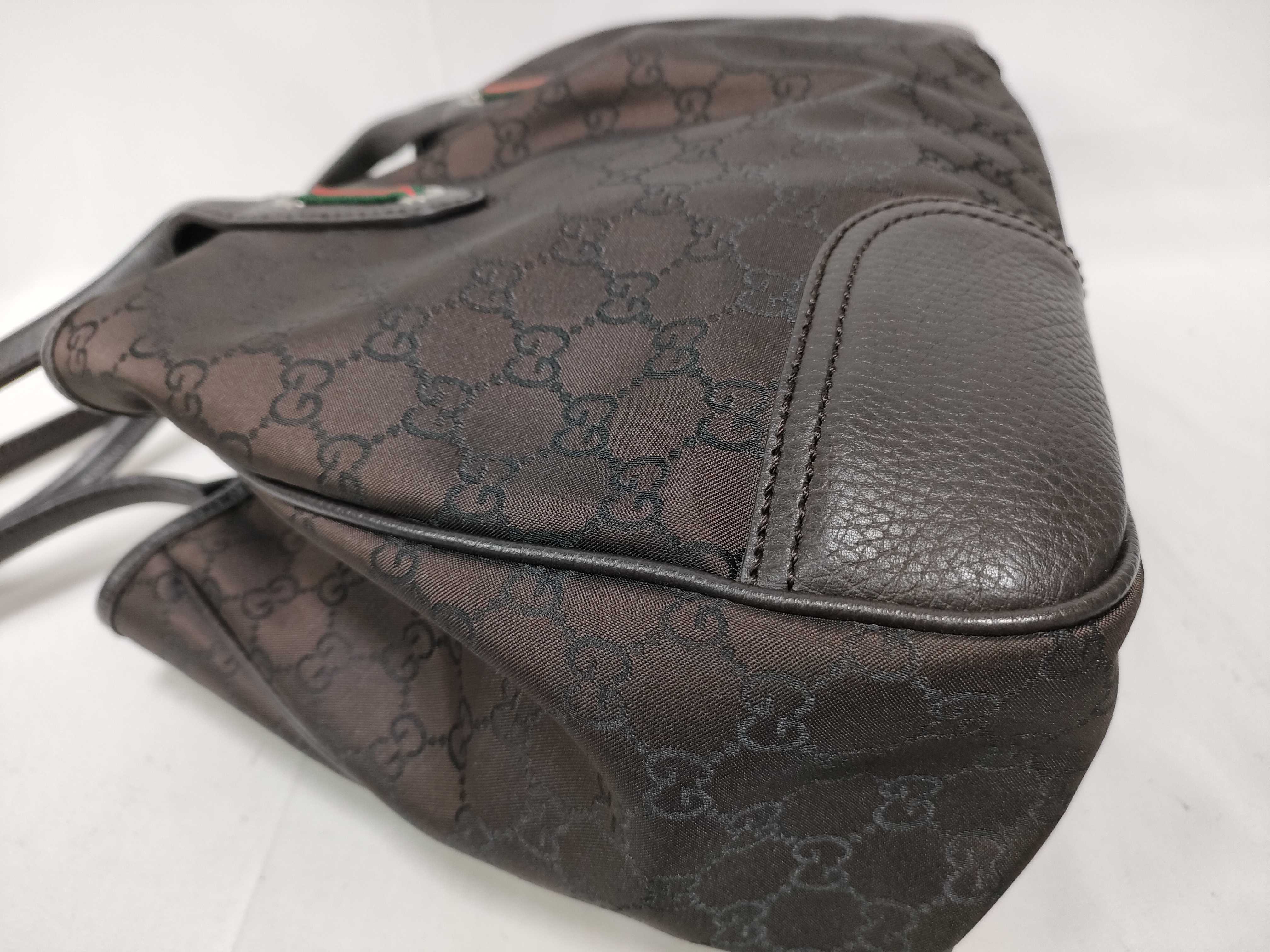 GG Nylon Sherry Tote Bag, Dark Brown, 29359 (Tote Bag) — view 5