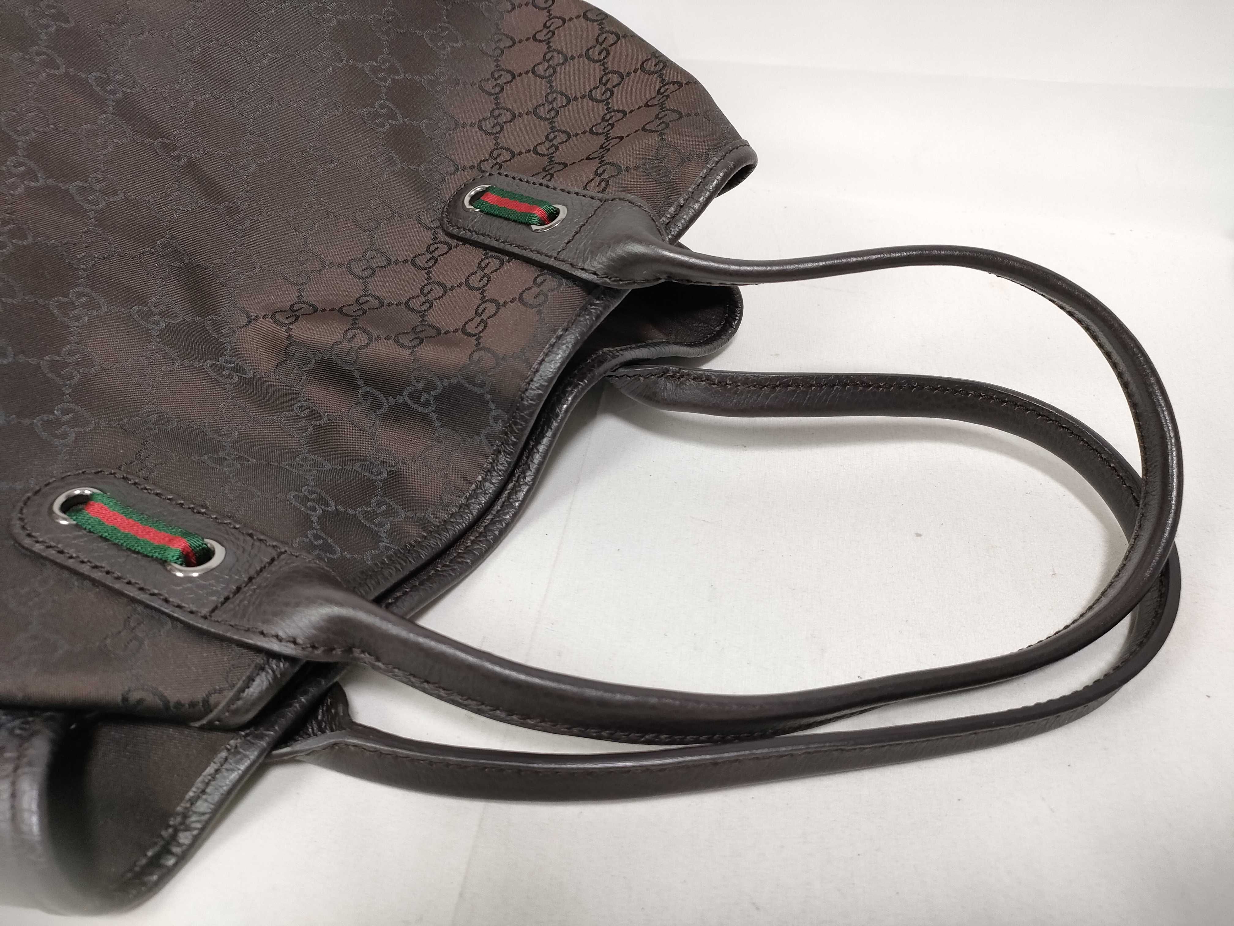 GG Nylon Sherry Tote Bag, Dark Brown, 29359 (Tote Bag) — view 8
