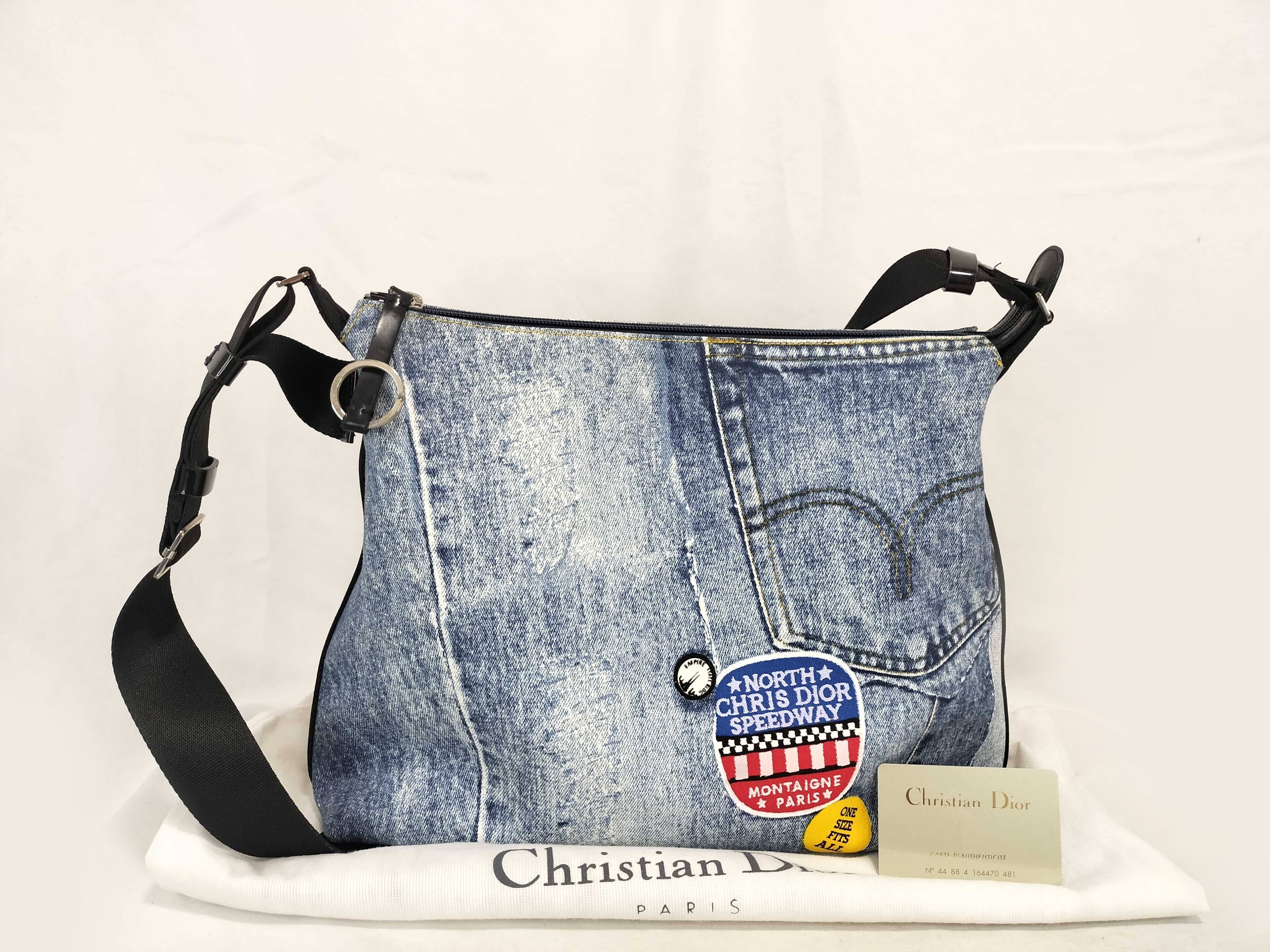 denim print shoulder bag