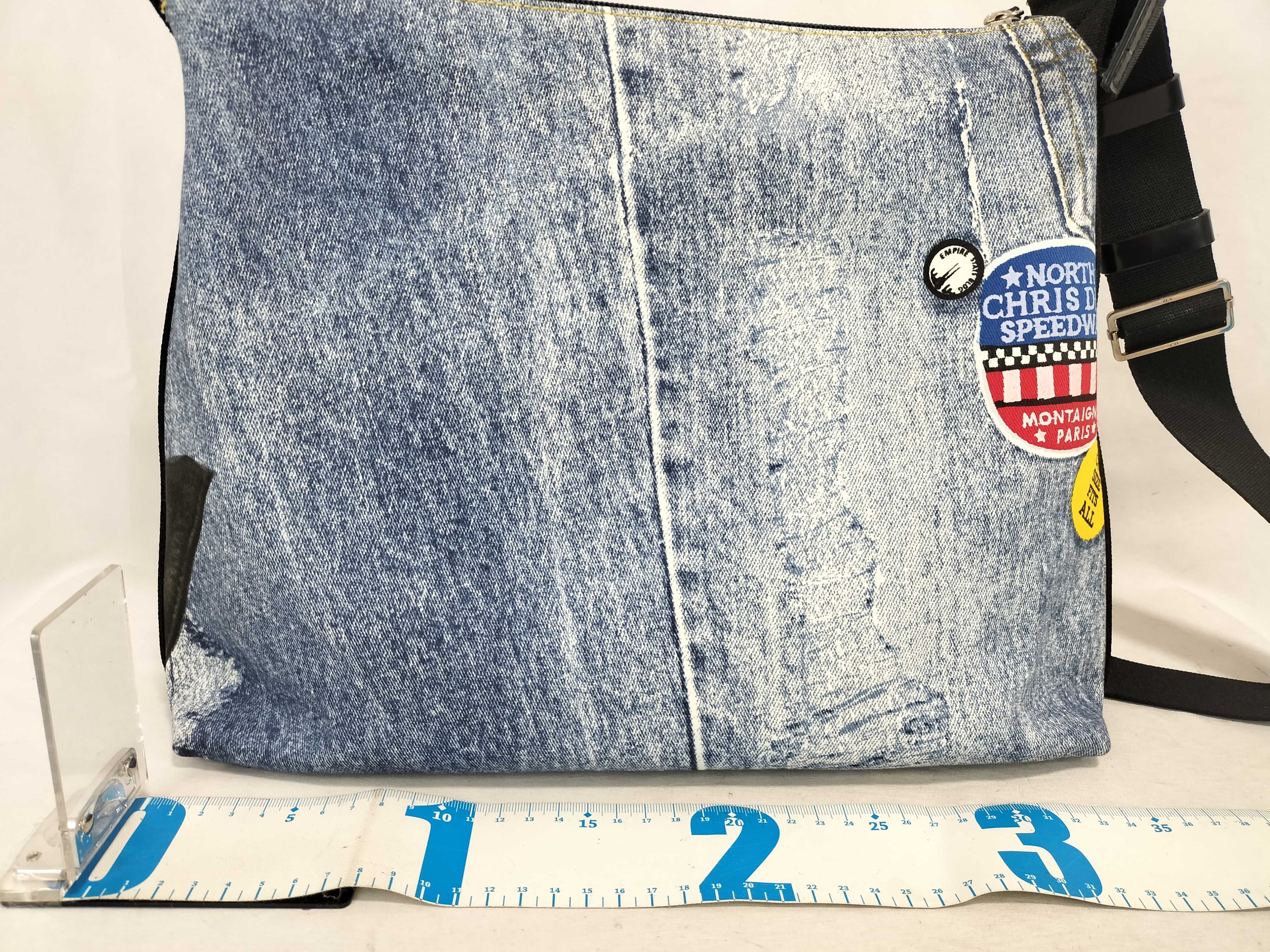 denim print shoulder bag — view 2