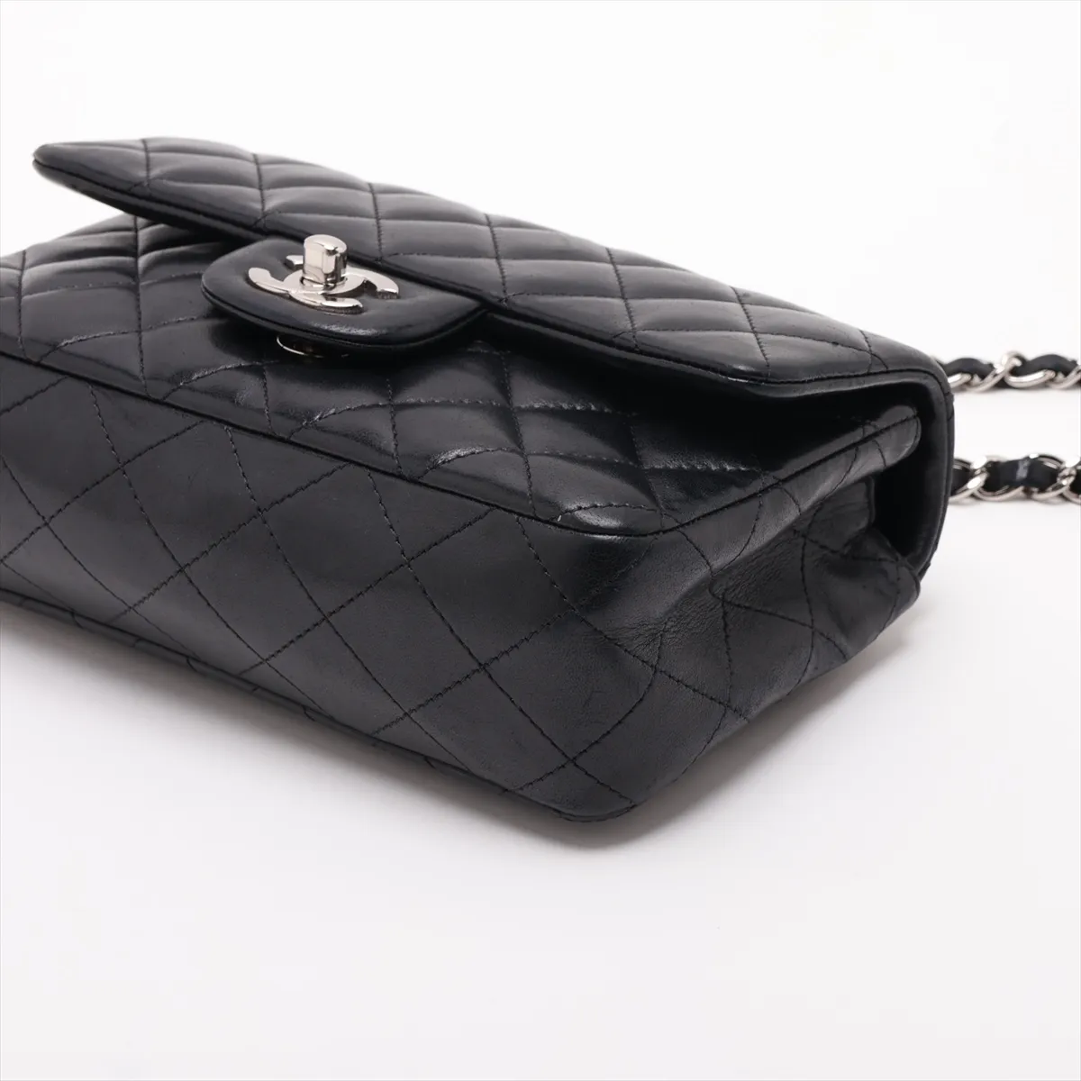 Mini Matelassé 20 Lambskin Chain Shoulder Bag, Black with Silver Hardware, 19384796, Serial Number 19-series, A69900 — view 3