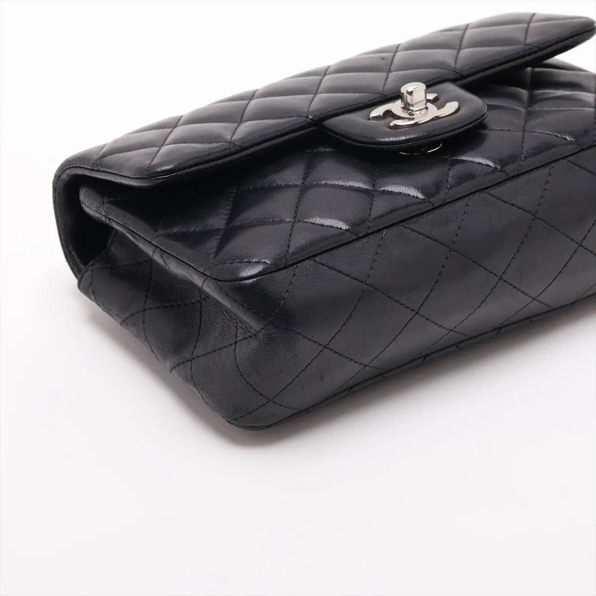 Mini Matelassé 20 Lambskin Chain Shoulder Bag, Black with Silver Hardware, 19384796, Serial Number 19-series, A69900 — view 4
