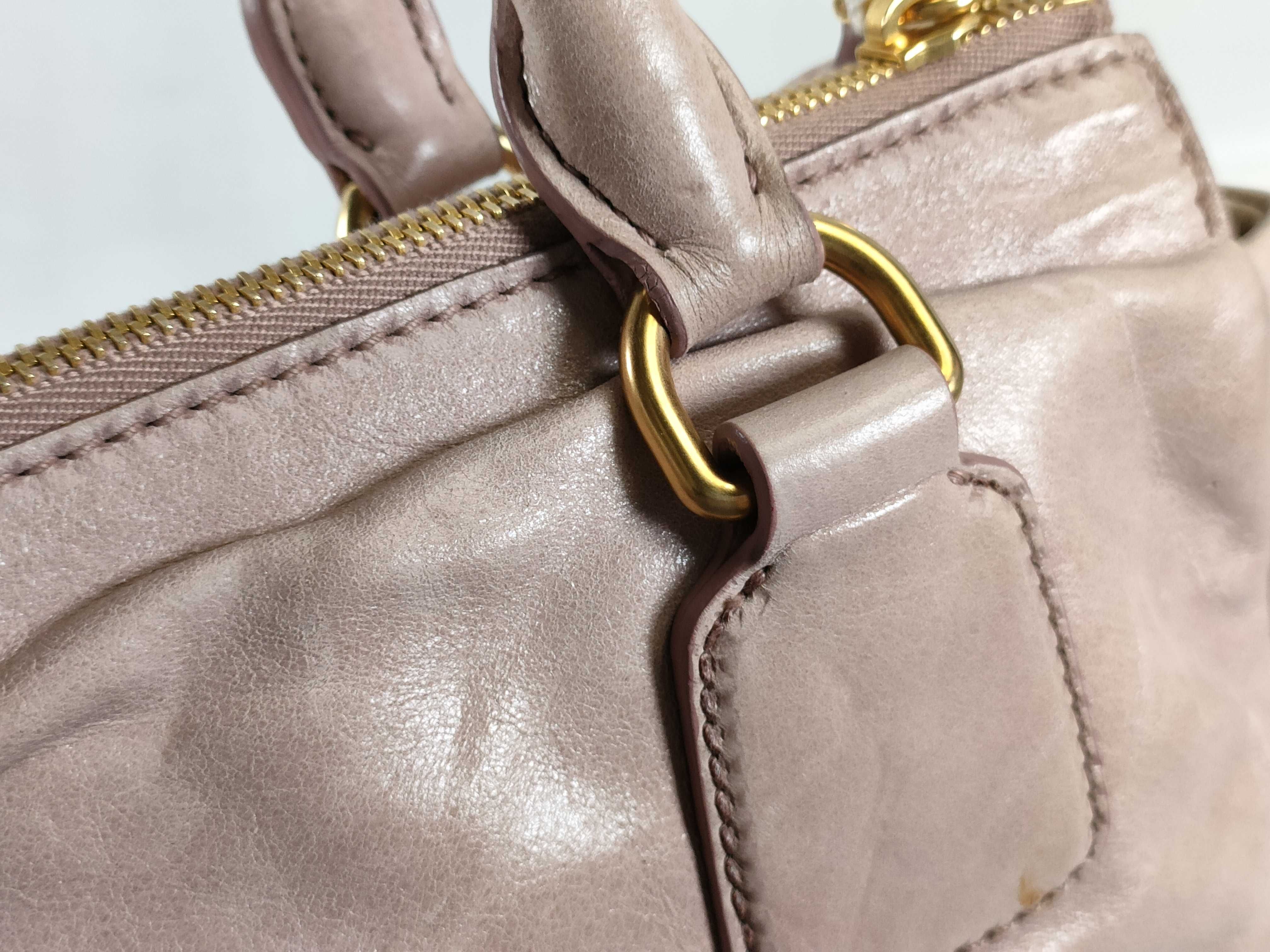 FR- Leather 2-Way Handbag Pink Shoulder Bag — view 5