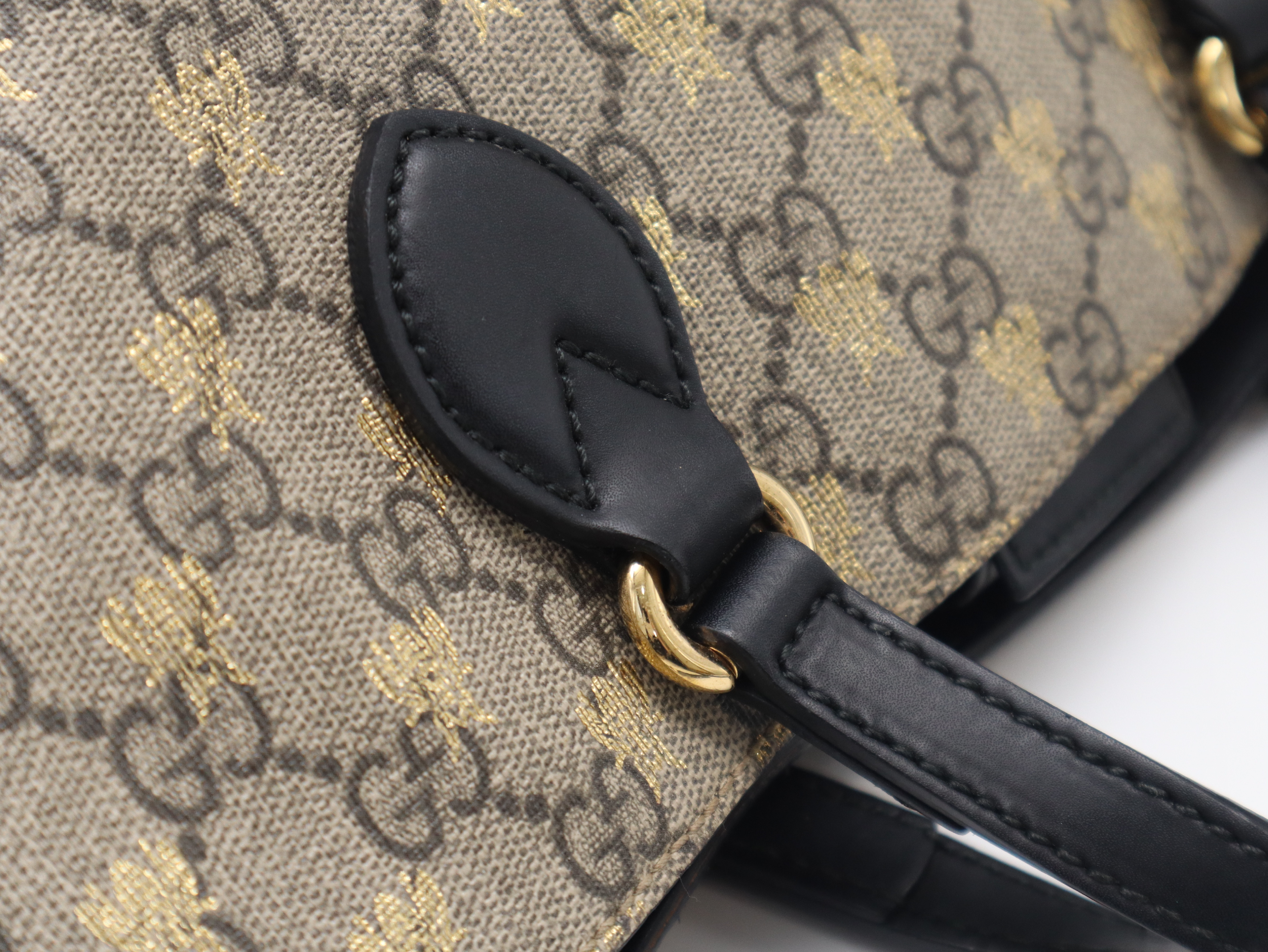 473887GG Supreme Bee Tote Bag Leather Black Handbag — view 7