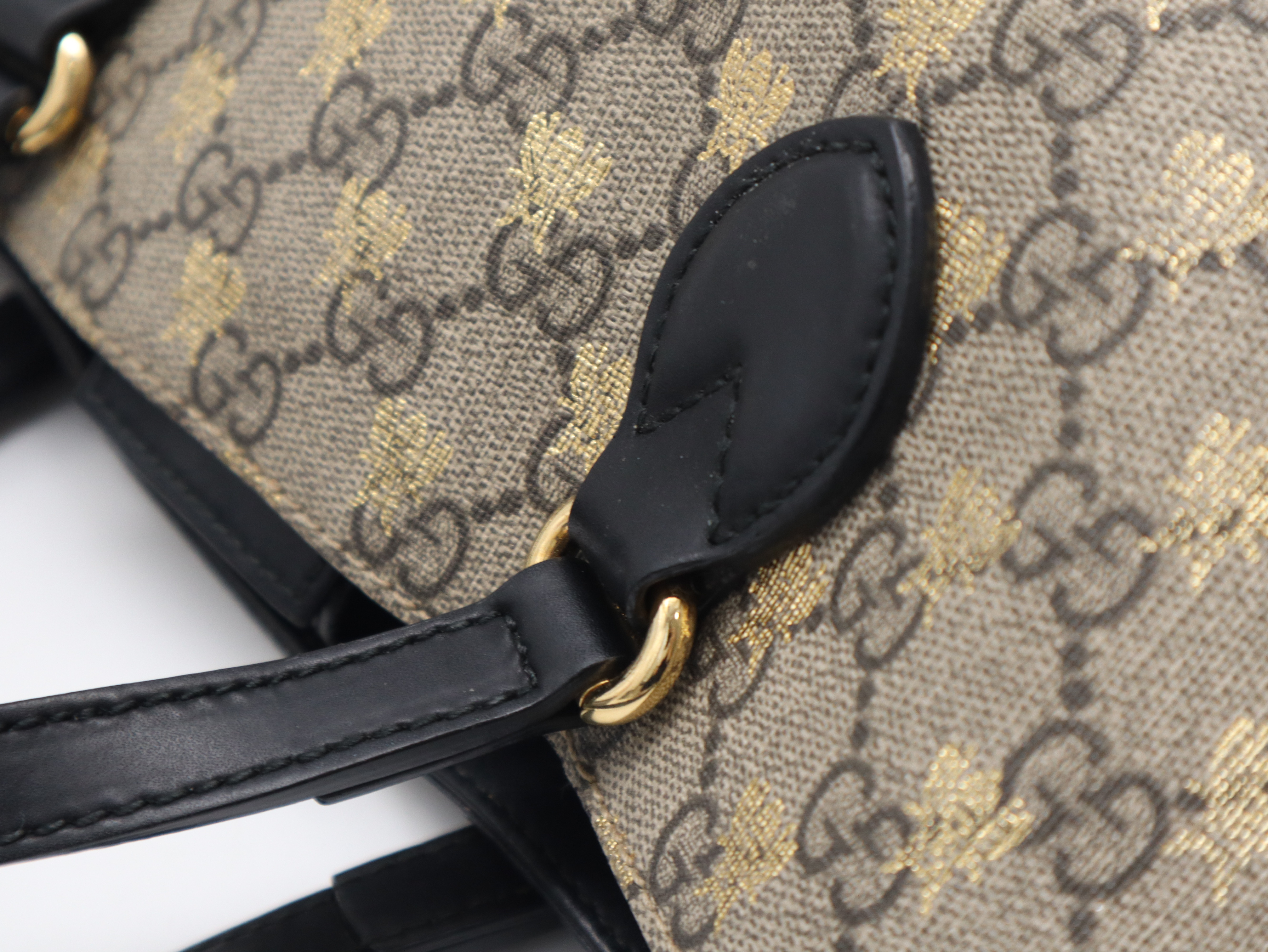 473887GG Supreme Bee Tote Bag Leather Black Handbag — view 8