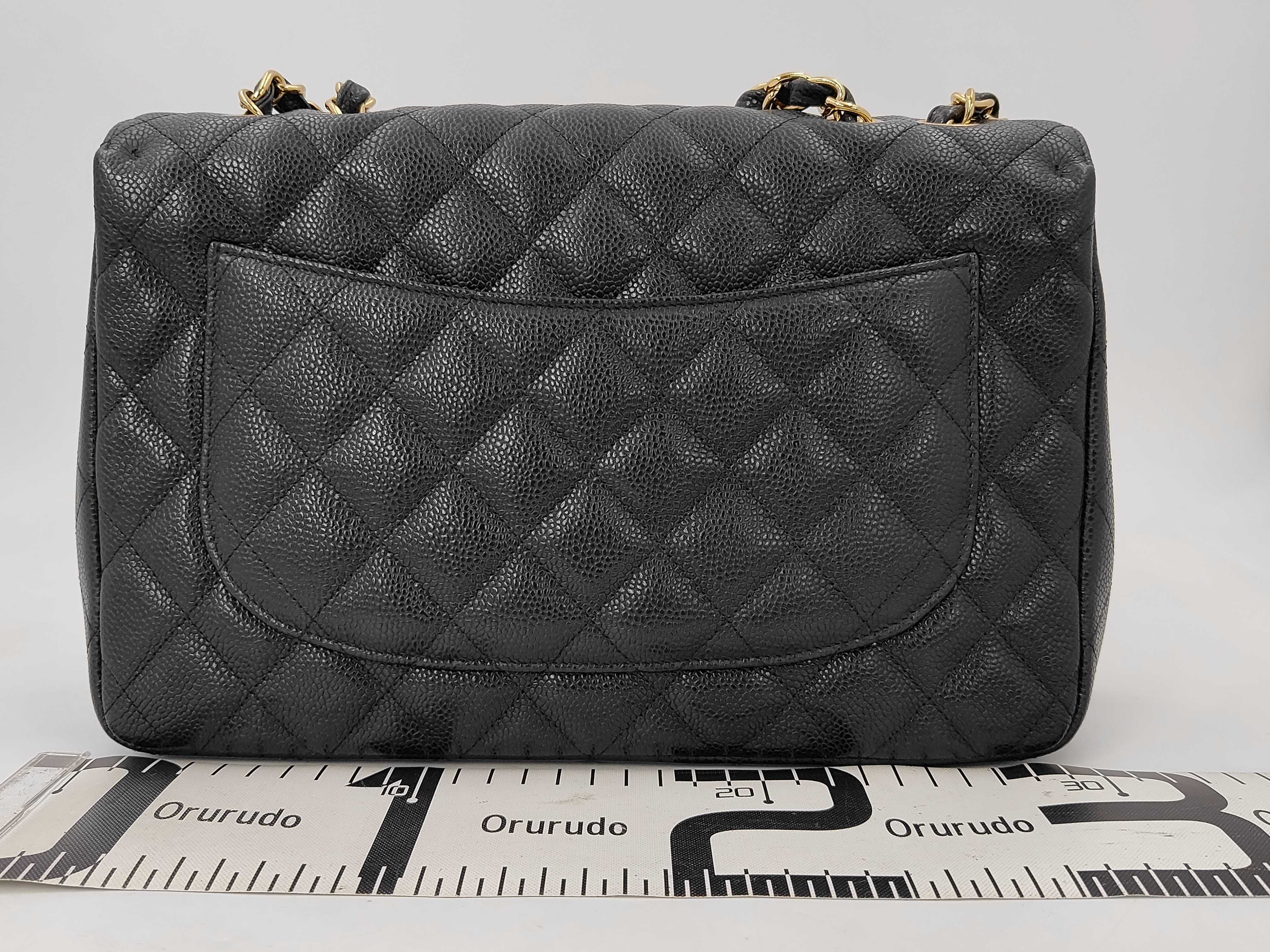 CF Single Flap Shoulder Bag, Black with Gold Hardware, Caviar Skin, Item No. 13, with Card — view 2