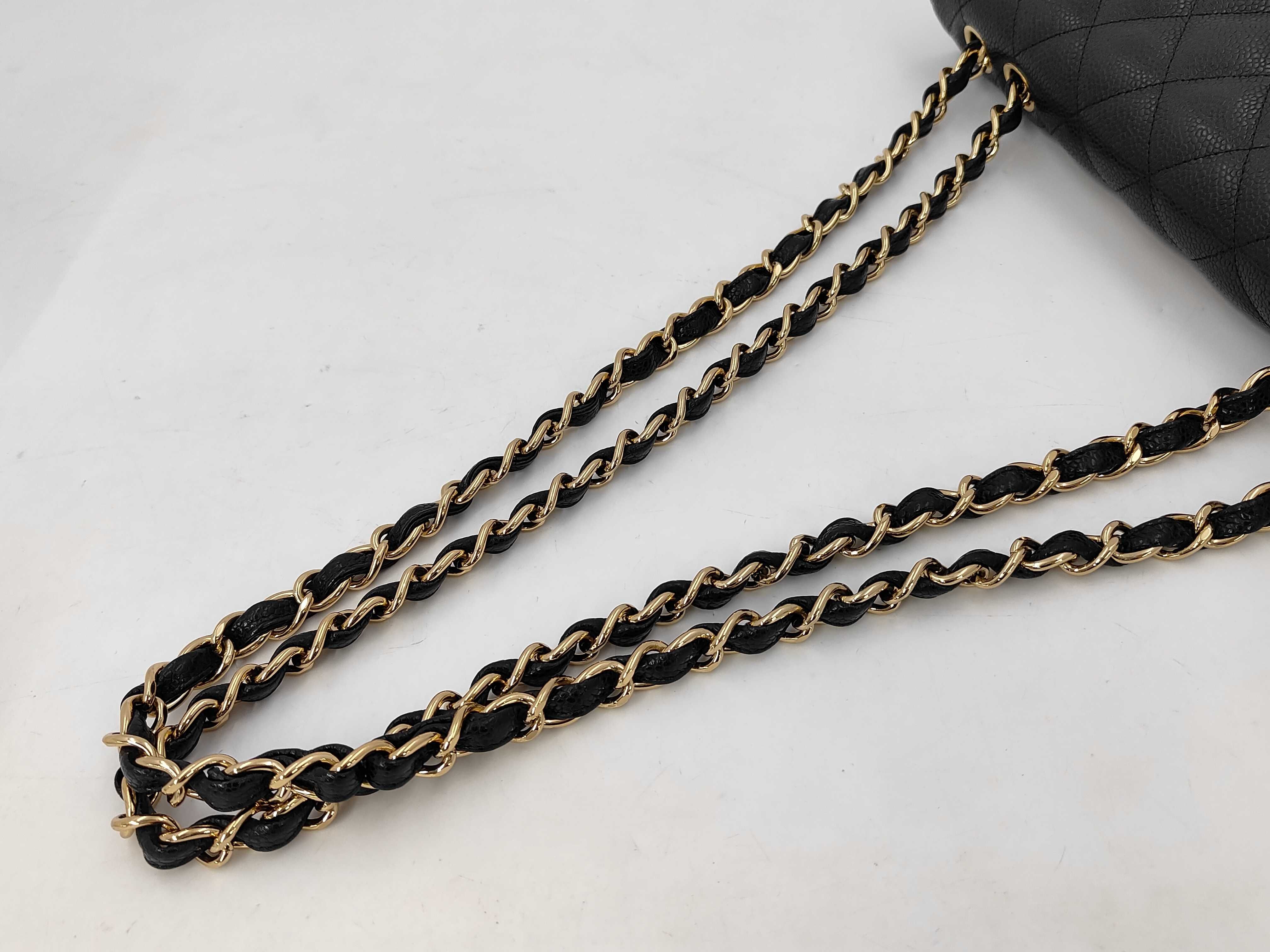 CF Single Flap Shoulder Bag, Black with Gold Hardware, Caviar Skin, Item No. 13, with Card — view 3