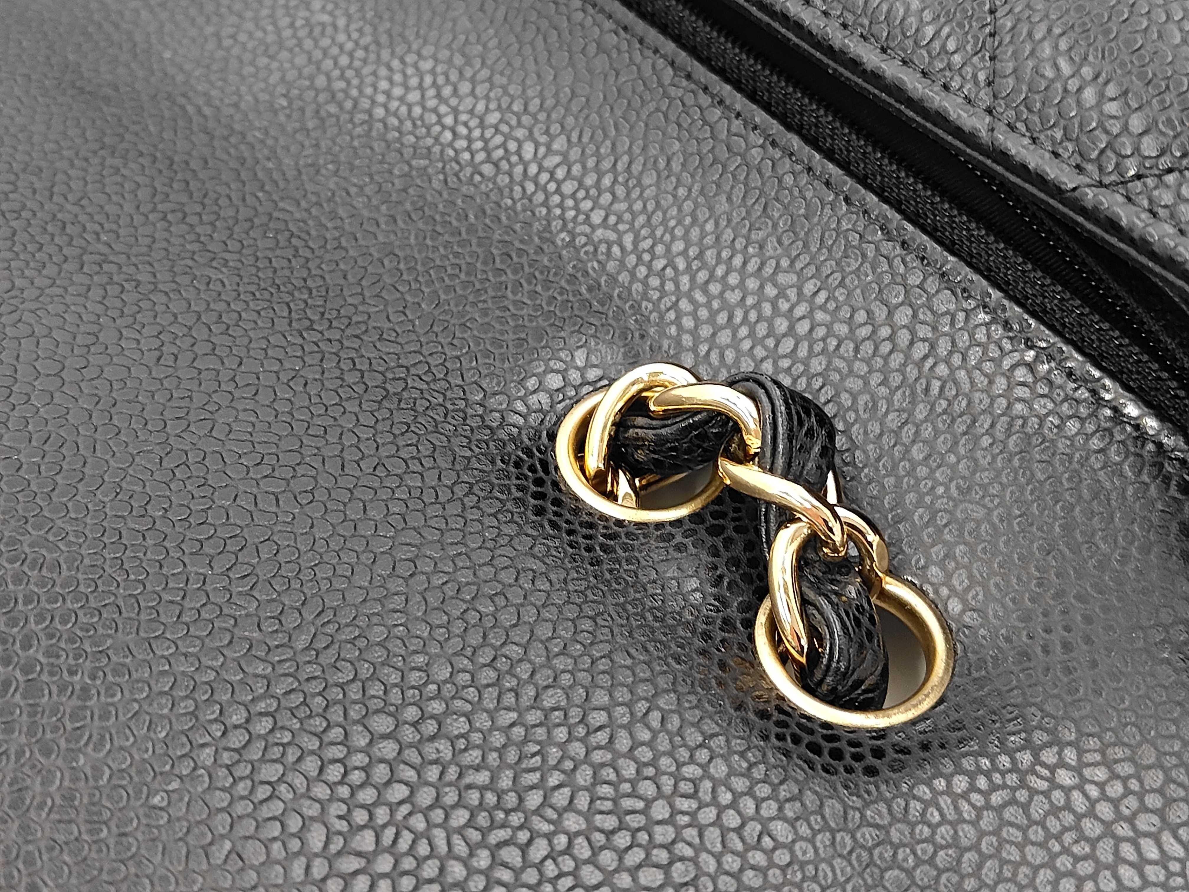 CF Single Flap Shoulder Bag, Black with Gold Hardware, Caviar Skin, Item No. 13, with Card — view 5