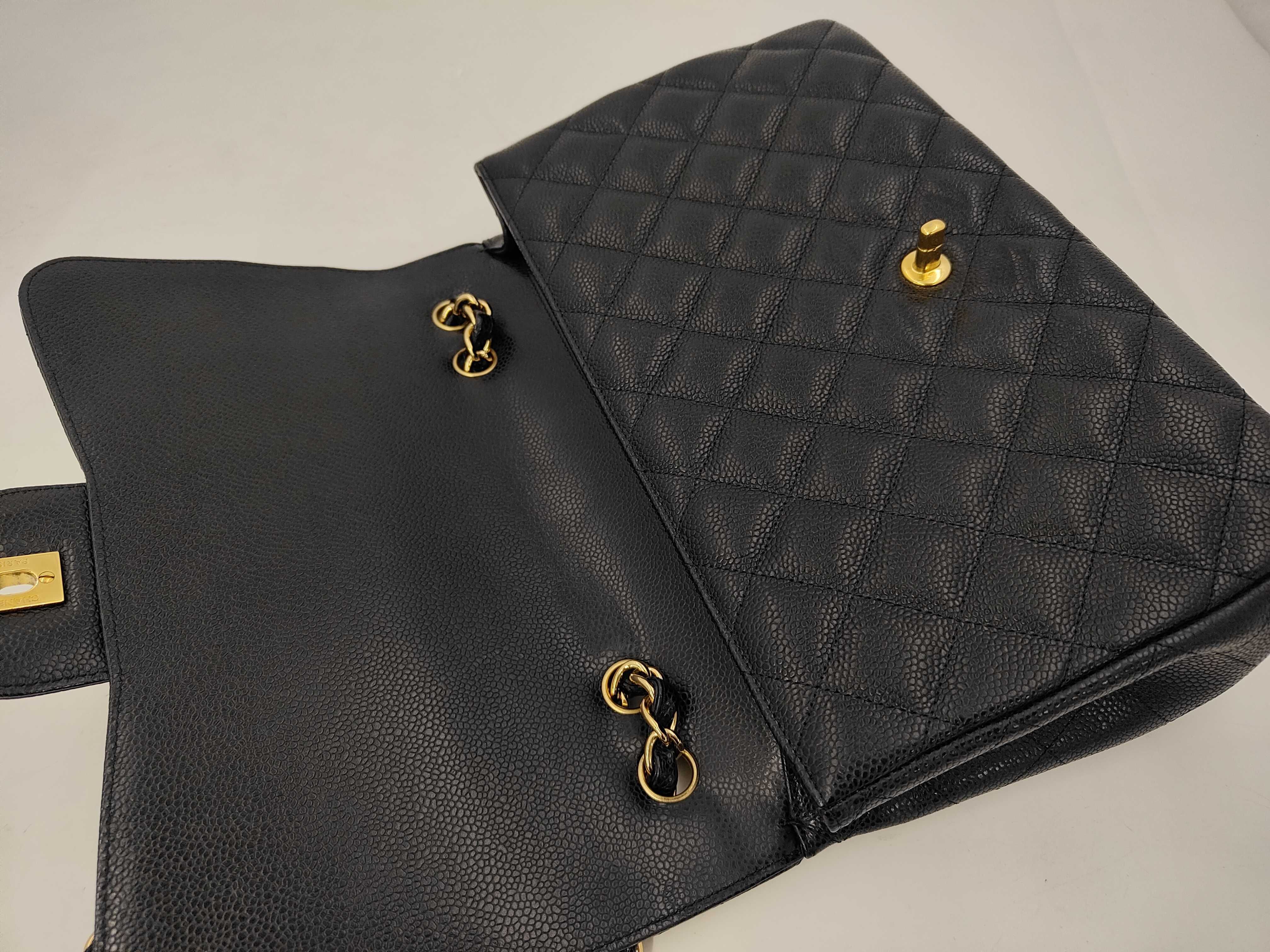 CF Single Flap Shoulder Bag, Black with Gold Hardware, Caviar Skin, Item No. 13, with Card — view 6