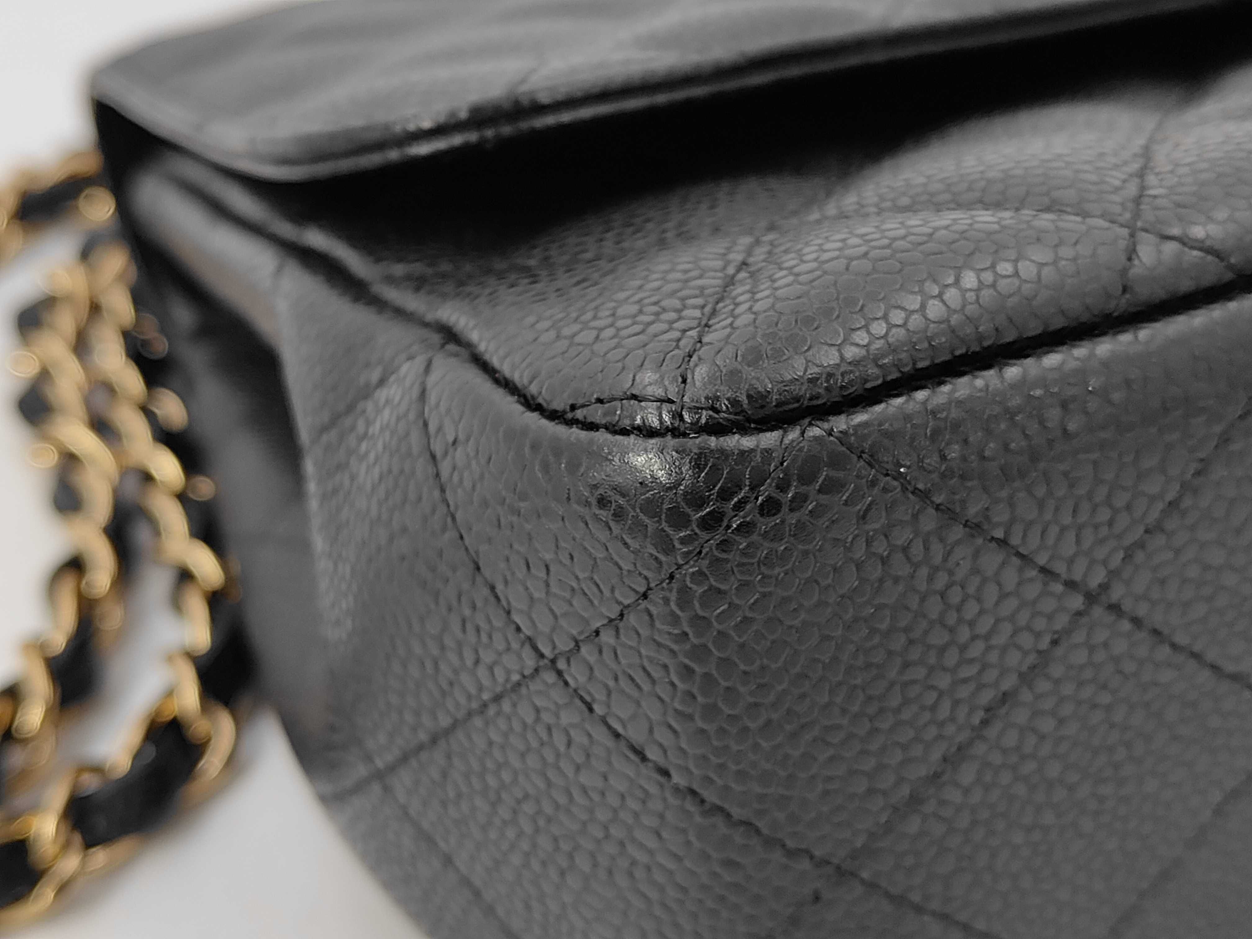 CF Single Flap Shoulder Bag, Black with Gold Hardware, Caviar Skin, Item No. 13, with Card — view 7