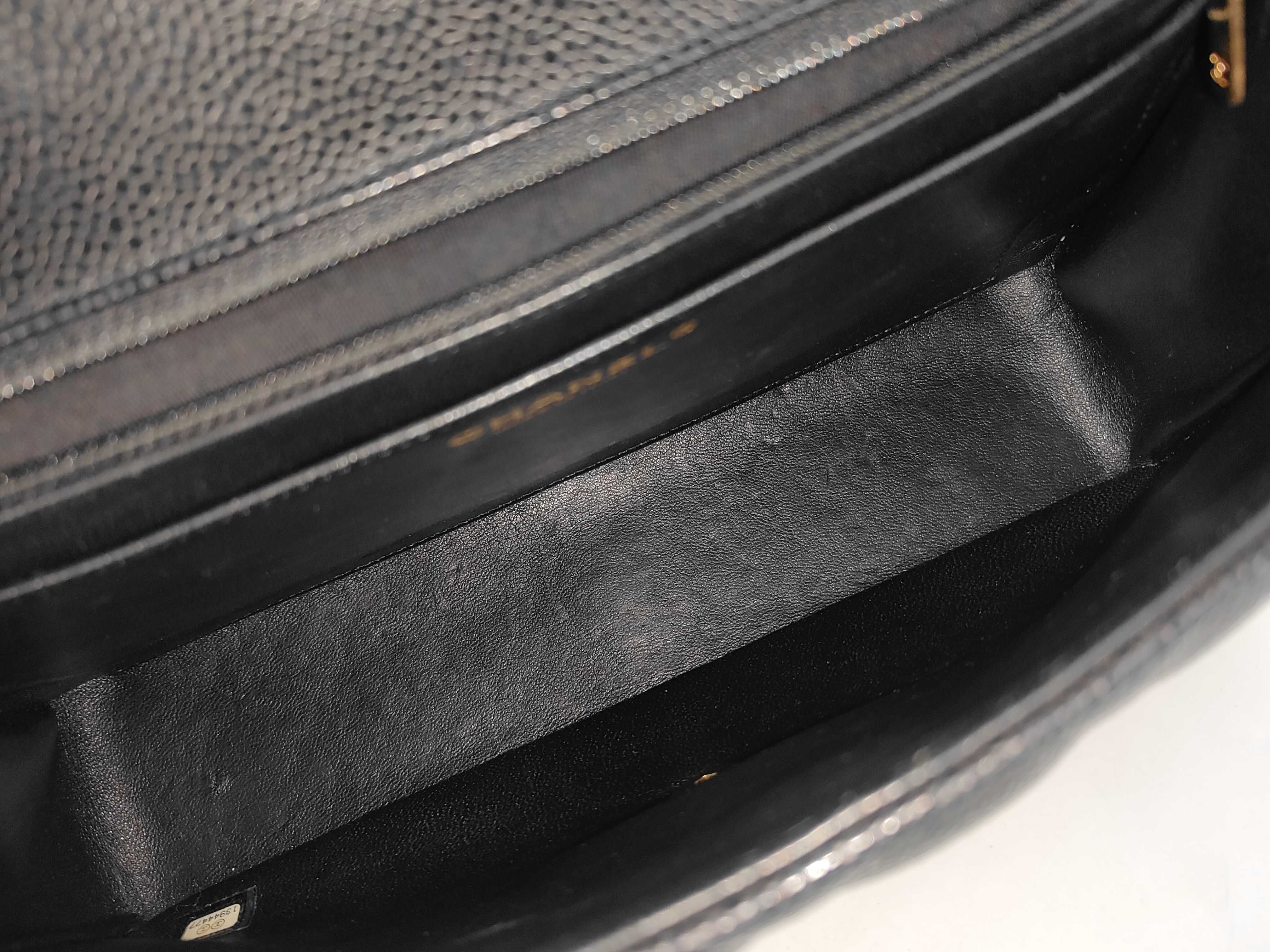 CF Single Flap Shoulder Bag, Black with Gold Hardware, Caviar Skin, Item No. 13, with Card — view 9