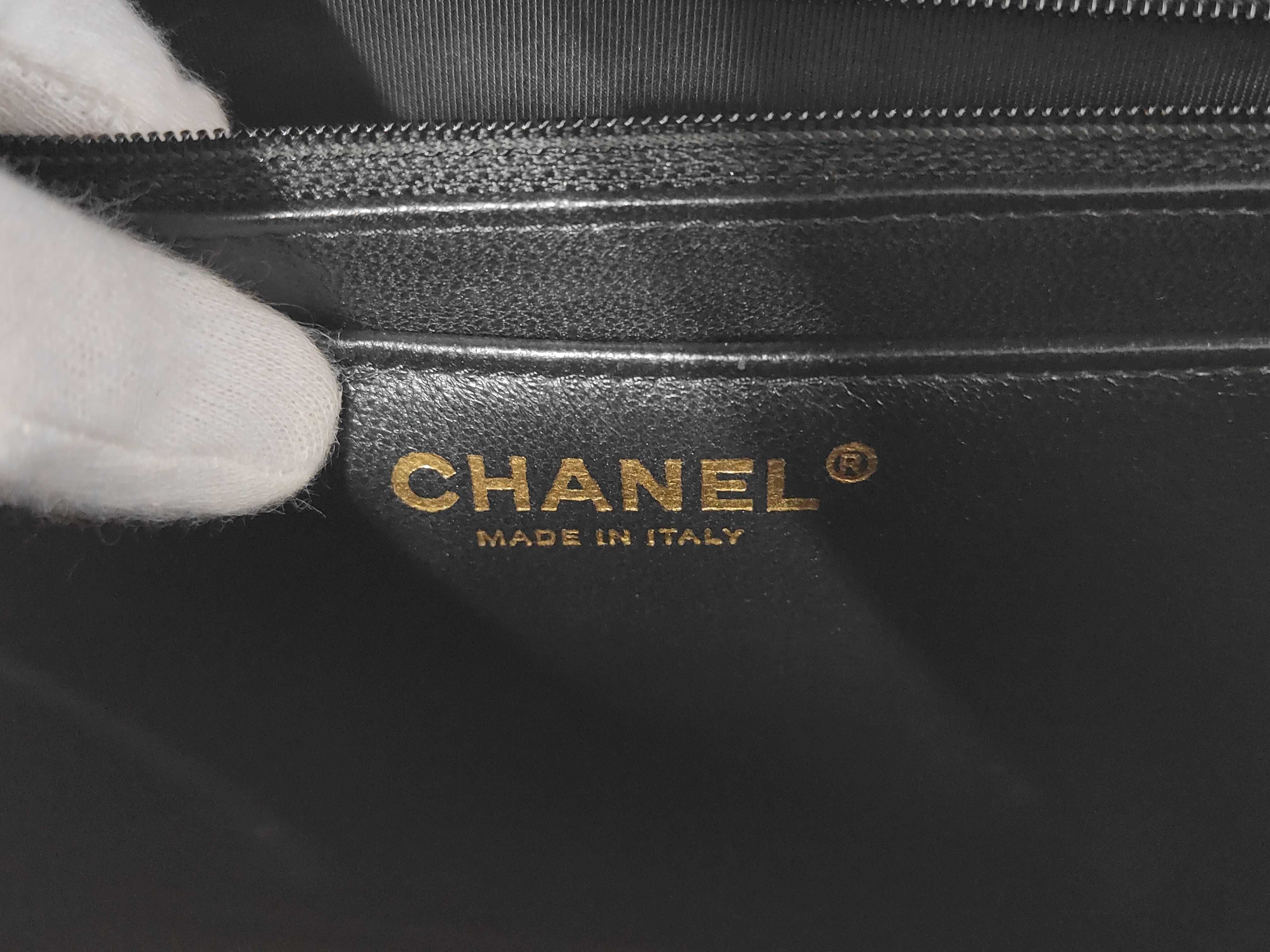 CF Single Flap Shoulder Bag, Black with Gold Hardware, Caviar Skin, Item No. 13, with Card — view 10