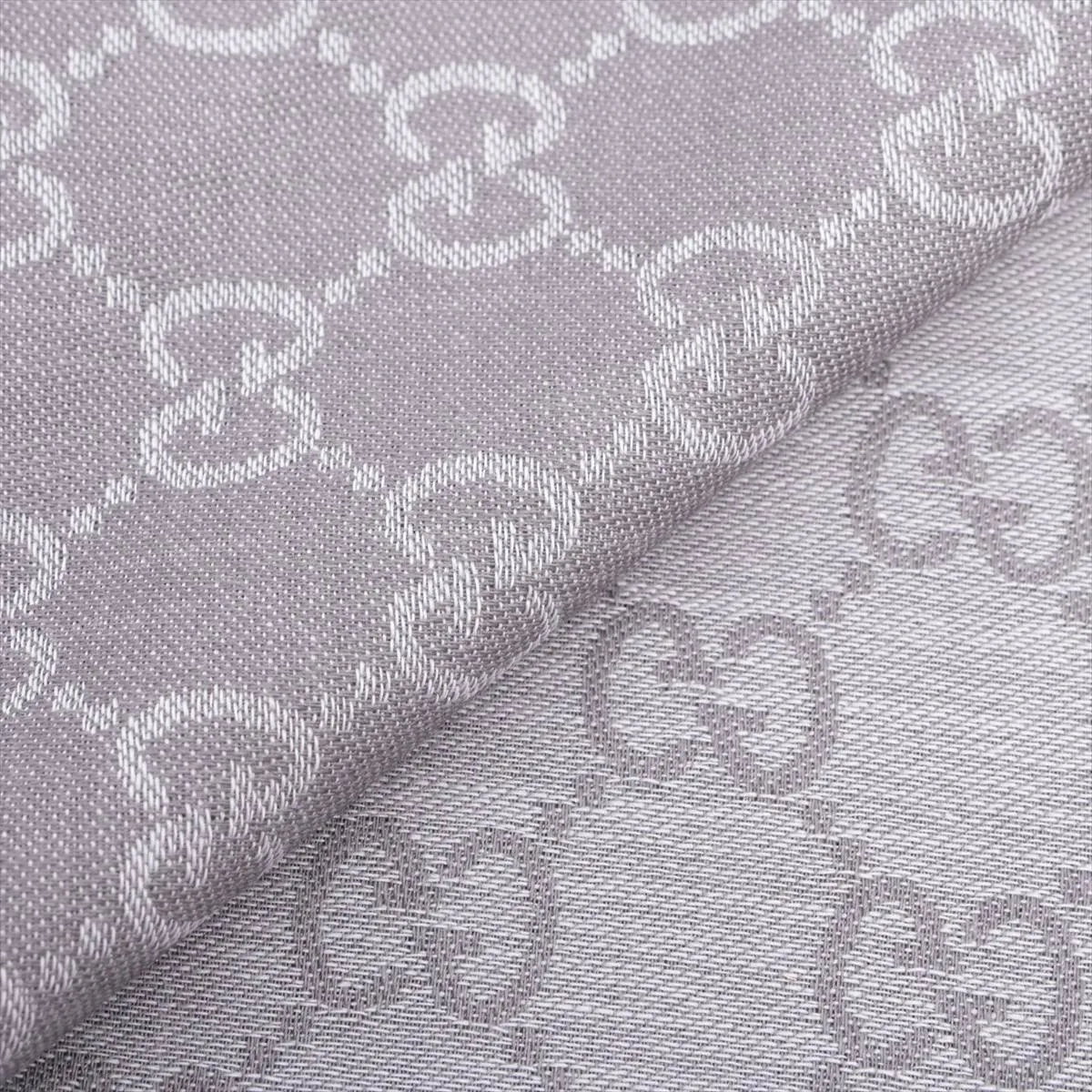 GG scarf, wool x silk, gray. Shows signs of wear, — view 2
