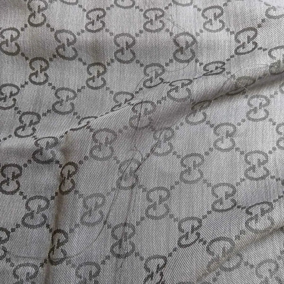 GG scarf, wool x silk, gray. Shows signs of wear, — view 5