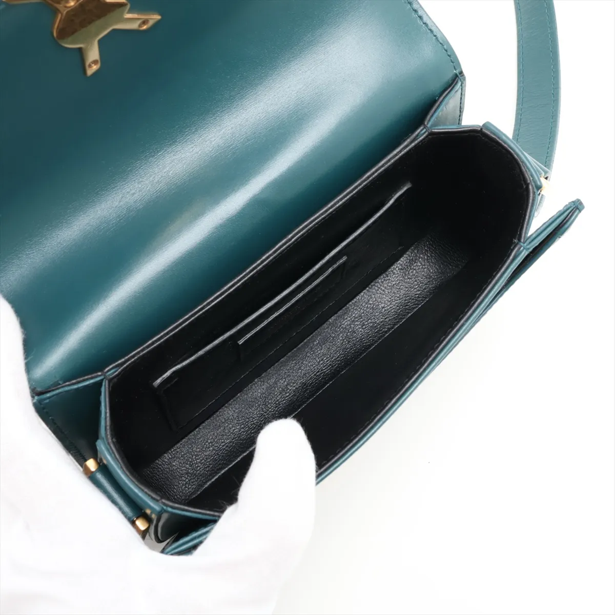 Solferino 634306 Leather Shoulder Bag, Green — view 6