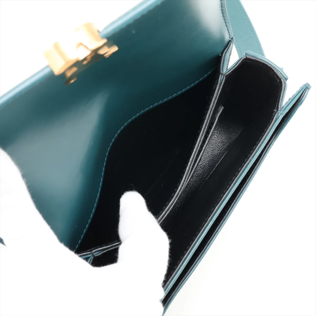 Solferino 634306 Leather Shoulder Bag, Green — view 7