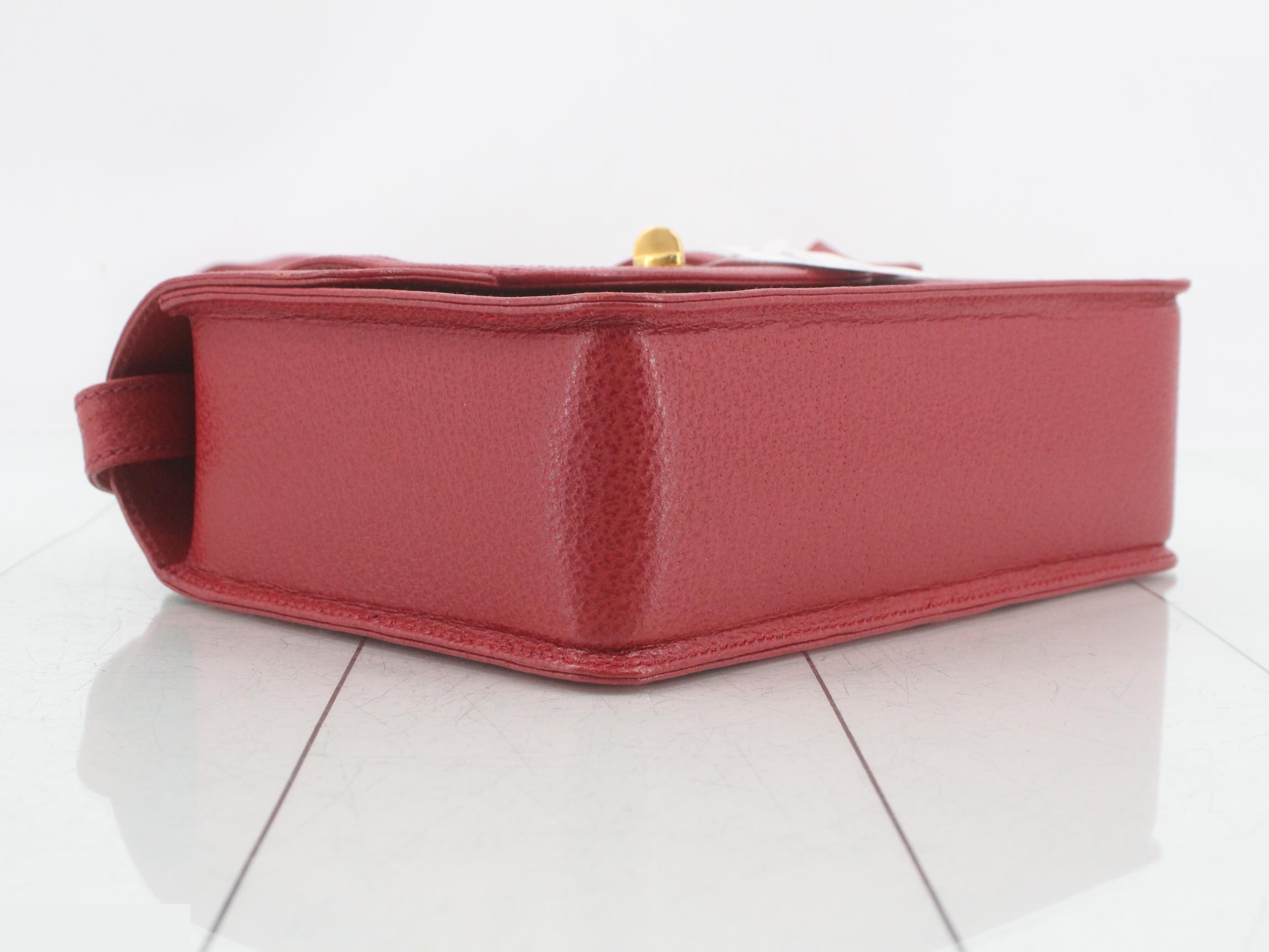 Bamboo Turnlock 2-Way Handbag, Red — view 5
